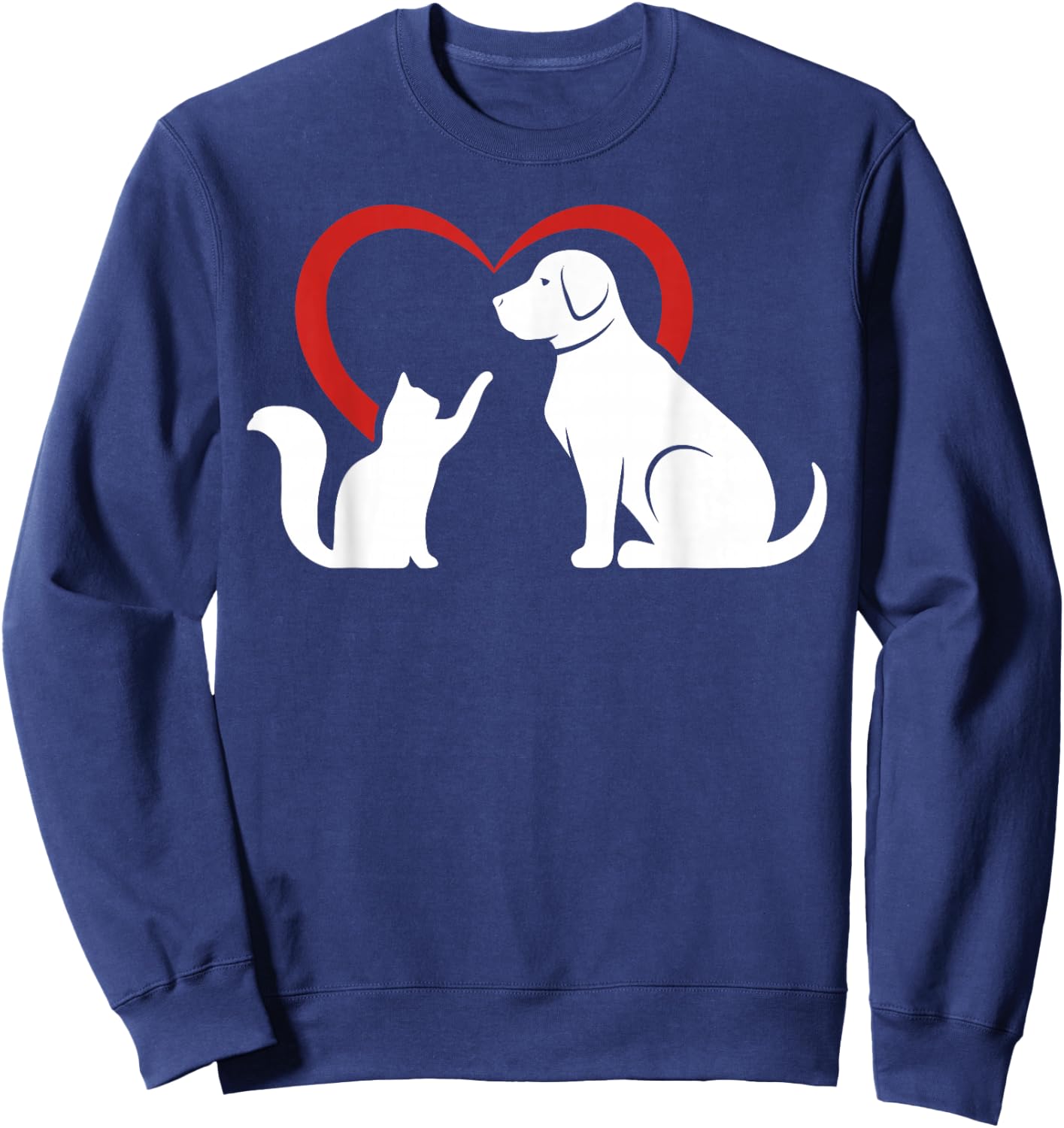 Dog Puppy and Baby Cat Heart - Animal Dog & Cat Sweatshirt - Sweatshirt | Navy