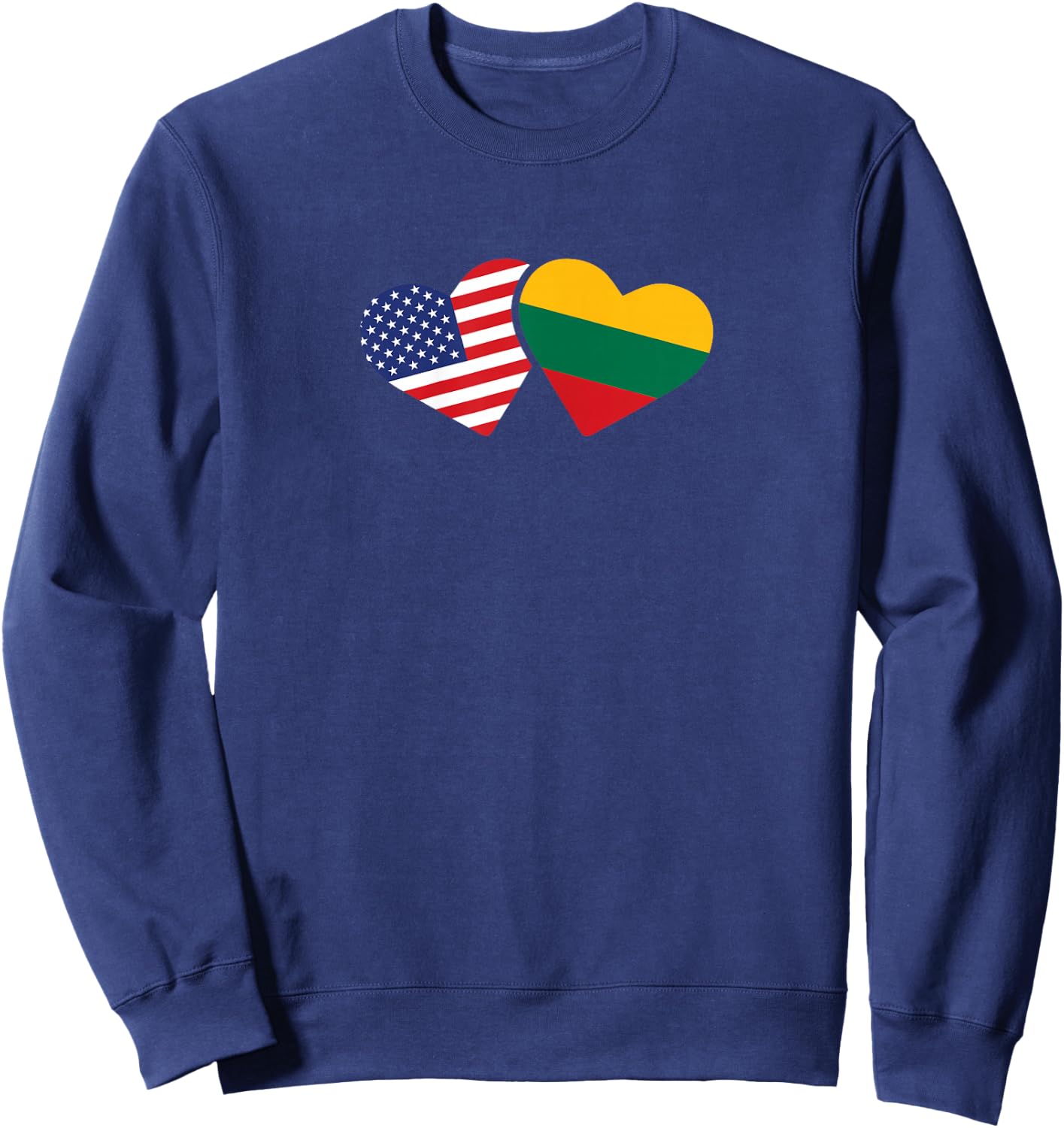 Lithuania USA Flag T Shirt Heart Lithuanian Americans Love Sweatshirt - Sweatshirt | Navy