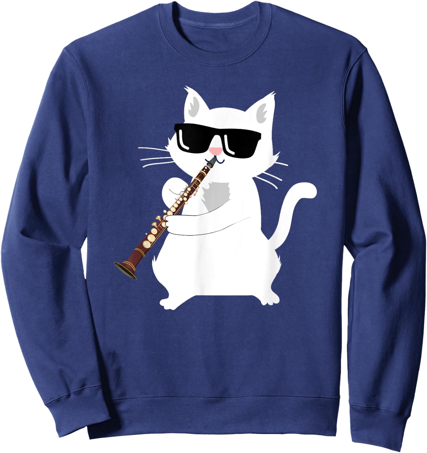 Cat Playing Clarinet Sweatshirt - Sweatshirt | Navy