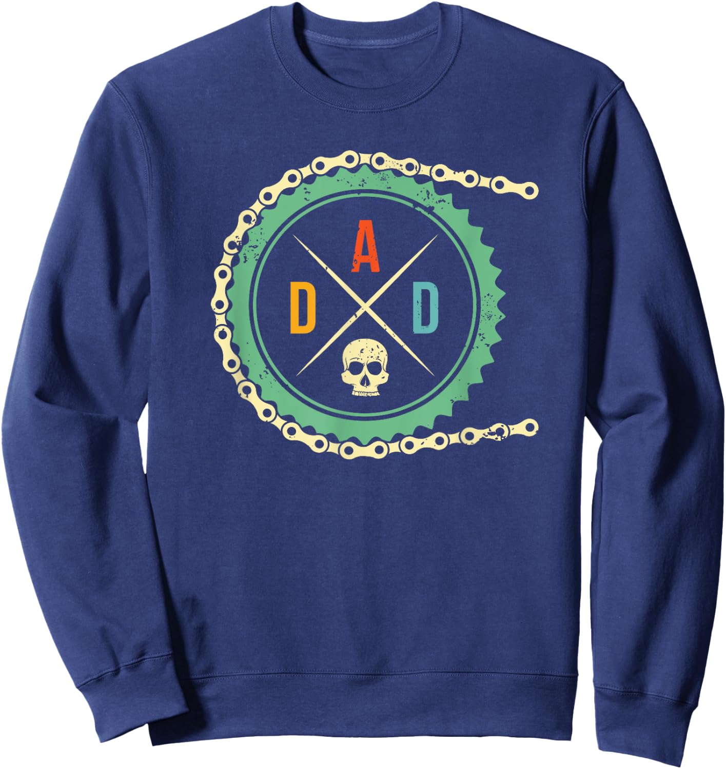 Cool Bike Skull Dad Mountain Biking MTB Riding Cycling Biker Sweatshirt - Sweatshirt | Navy