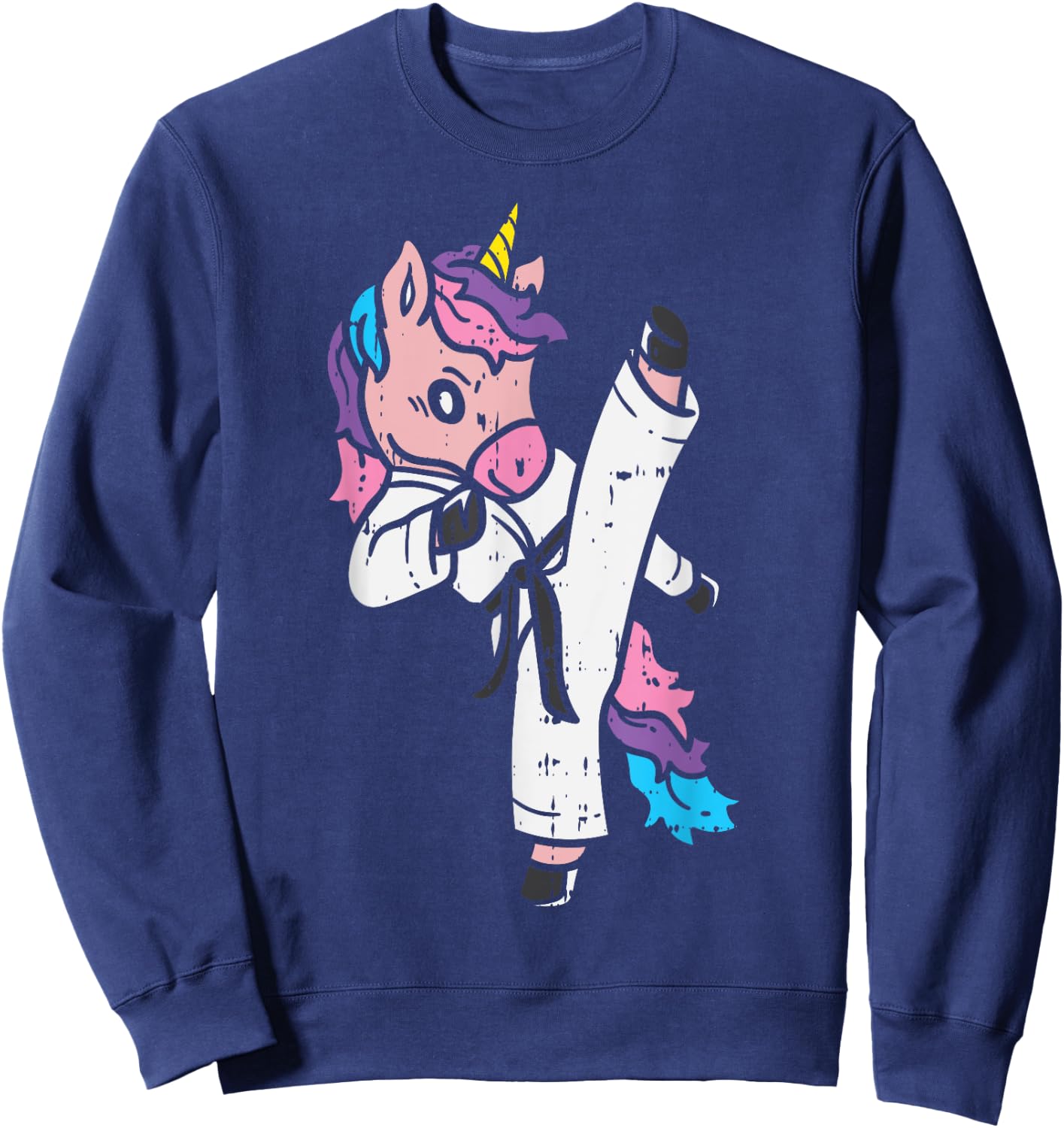 Kicking Unicorn Martial Art Cute Karate Taekwondo Girls Gift Sweatshirt - Sweatshirt | Navy