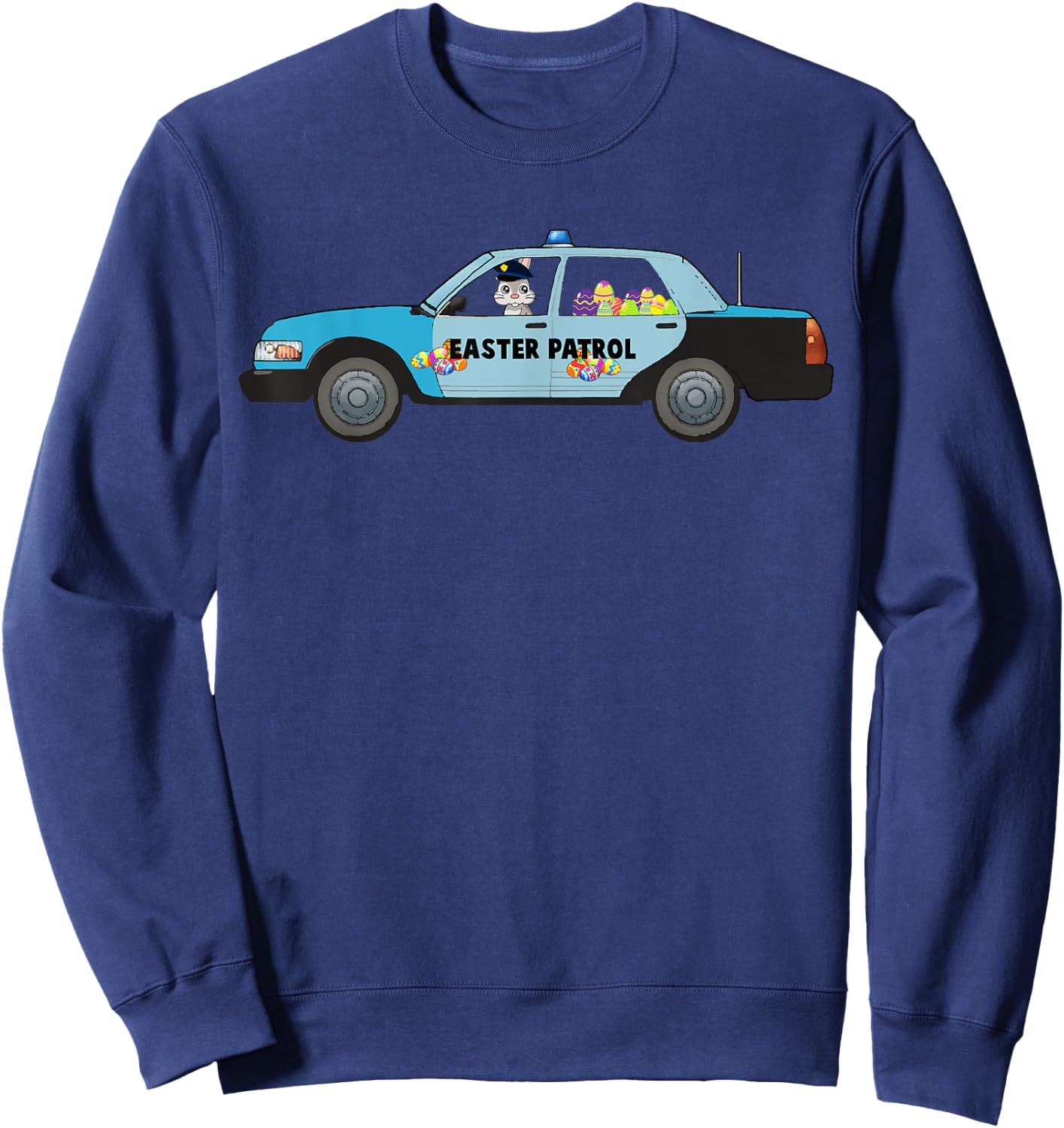 Easter Police Eggs Boys Girls Kids Bunny Rabbit Cruiser Sweatshirt - Sweatshirt | Navy