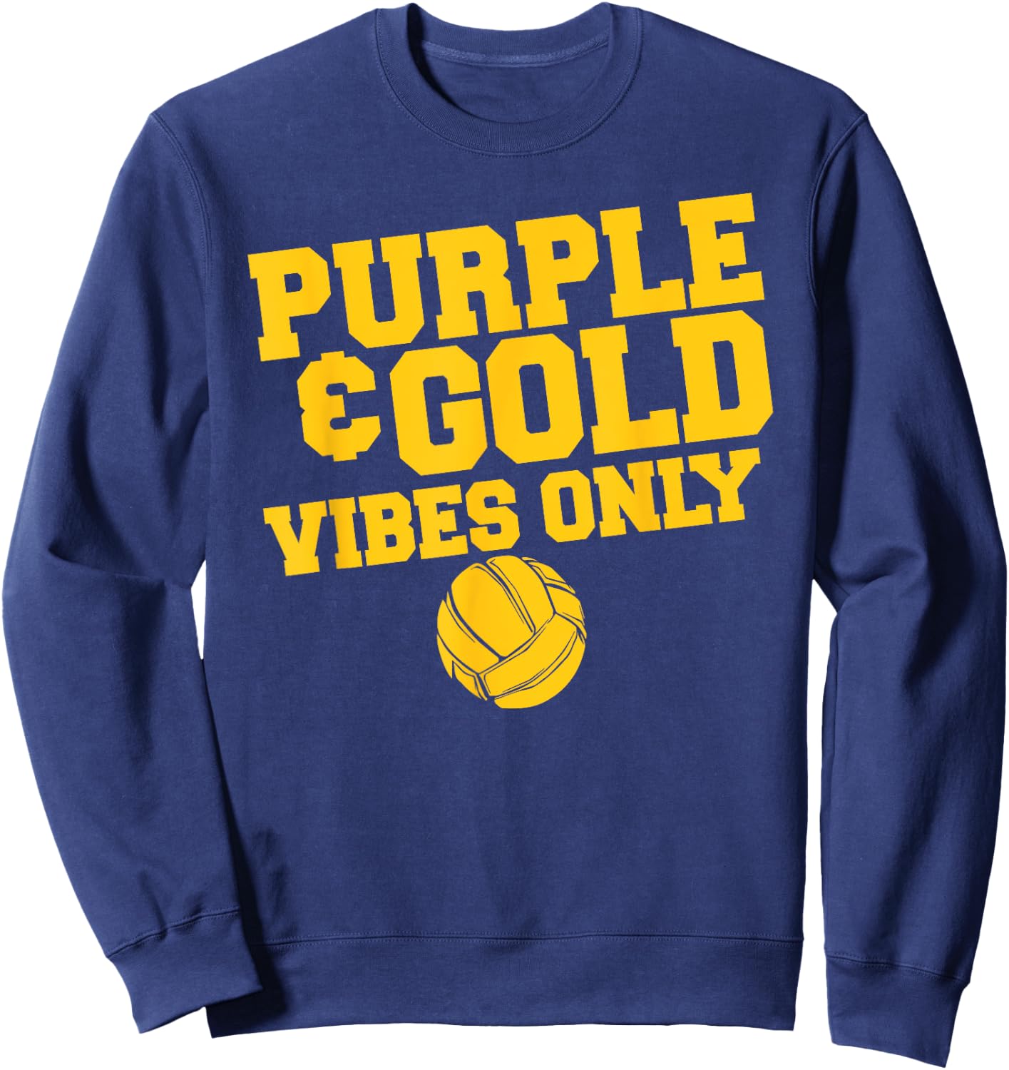 Purple Gold Game Day High School Volleyball Group Team Sweatshirt - Sweatshirt | Navy