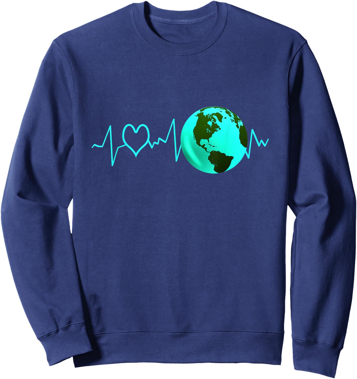 Earth Day Heartbeat Recycling Climate Change Activism Gift Sweatshirt - Sweatshirt | Navy