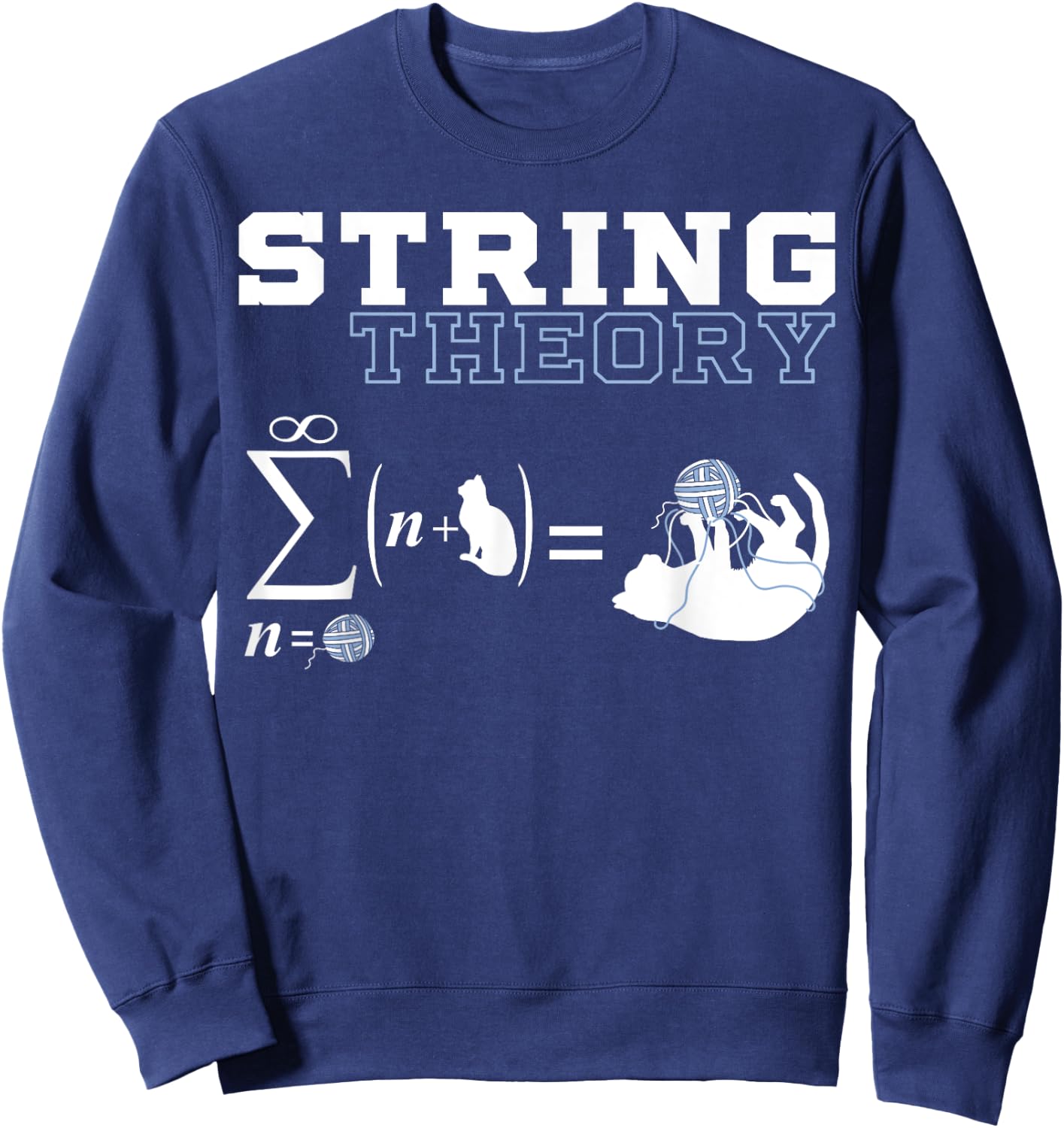 Funny Cat | Yarn | String Theory Men Women Sweatshirt - Sweatshirt | Navy