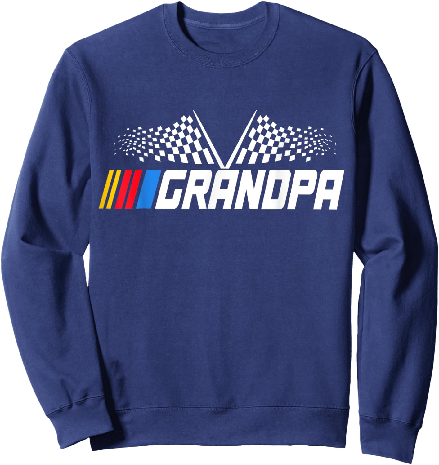 Grandpa Race Car Fan Checkered Flag funny Grandpa's Race Day Sweatshirt - Sweatshirt | Navy