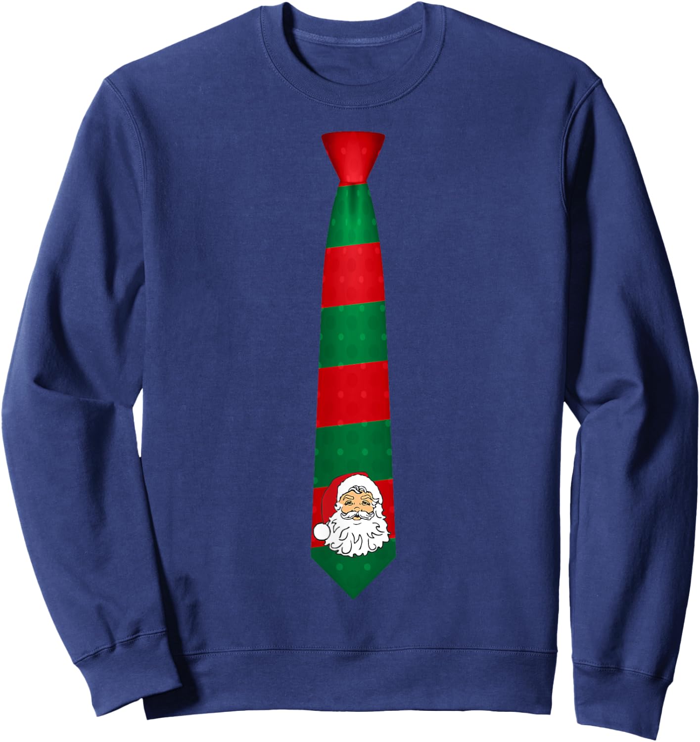 Santa Christmas Tie, Necktie Funny Dress Xmas Graphic Sweatshirt - Sweatshirt | Navy