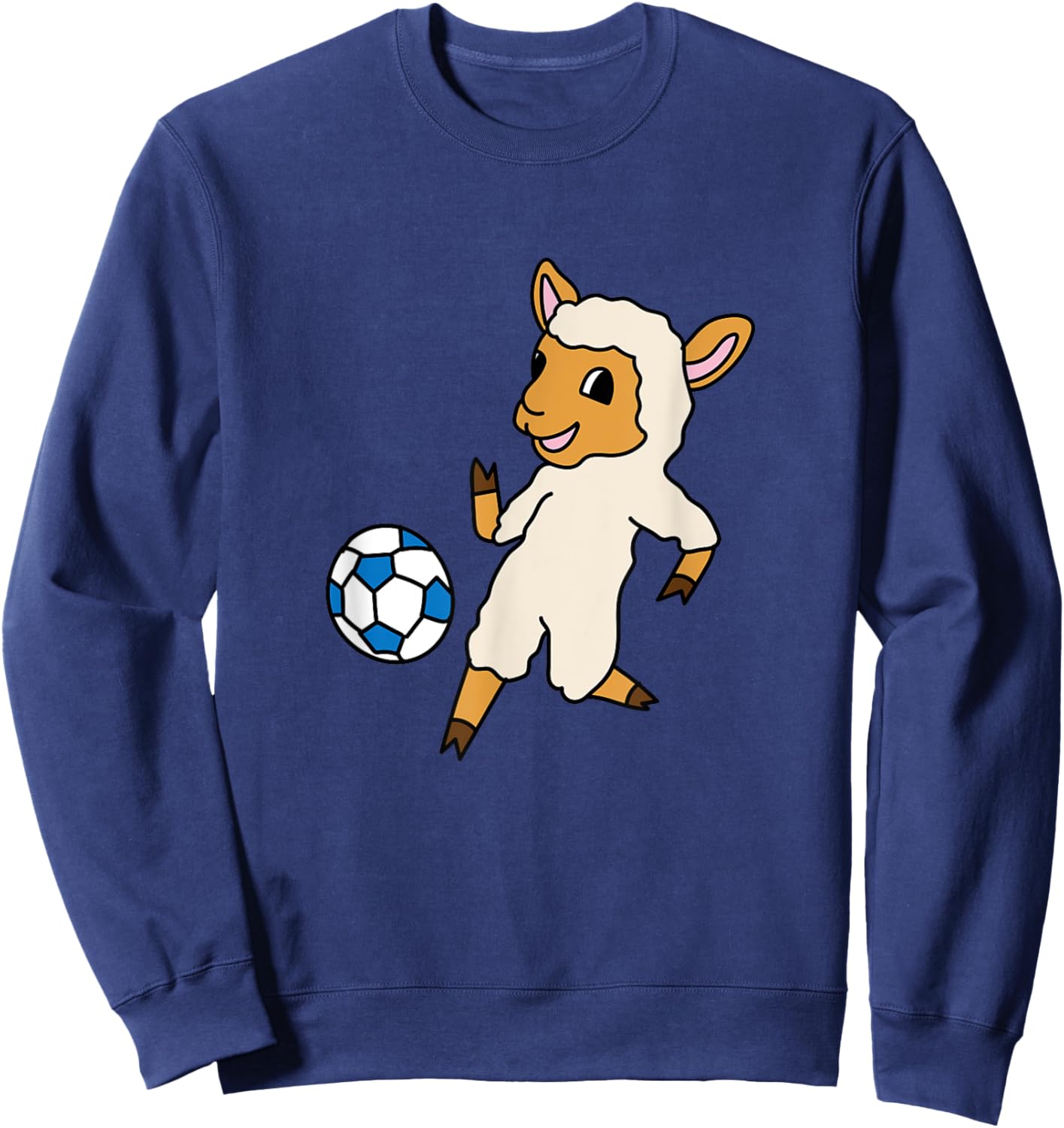 Cute Lamb Playing Soccer Ball Sports Sheeps Sweatshirt - Sweatshirt | Navy