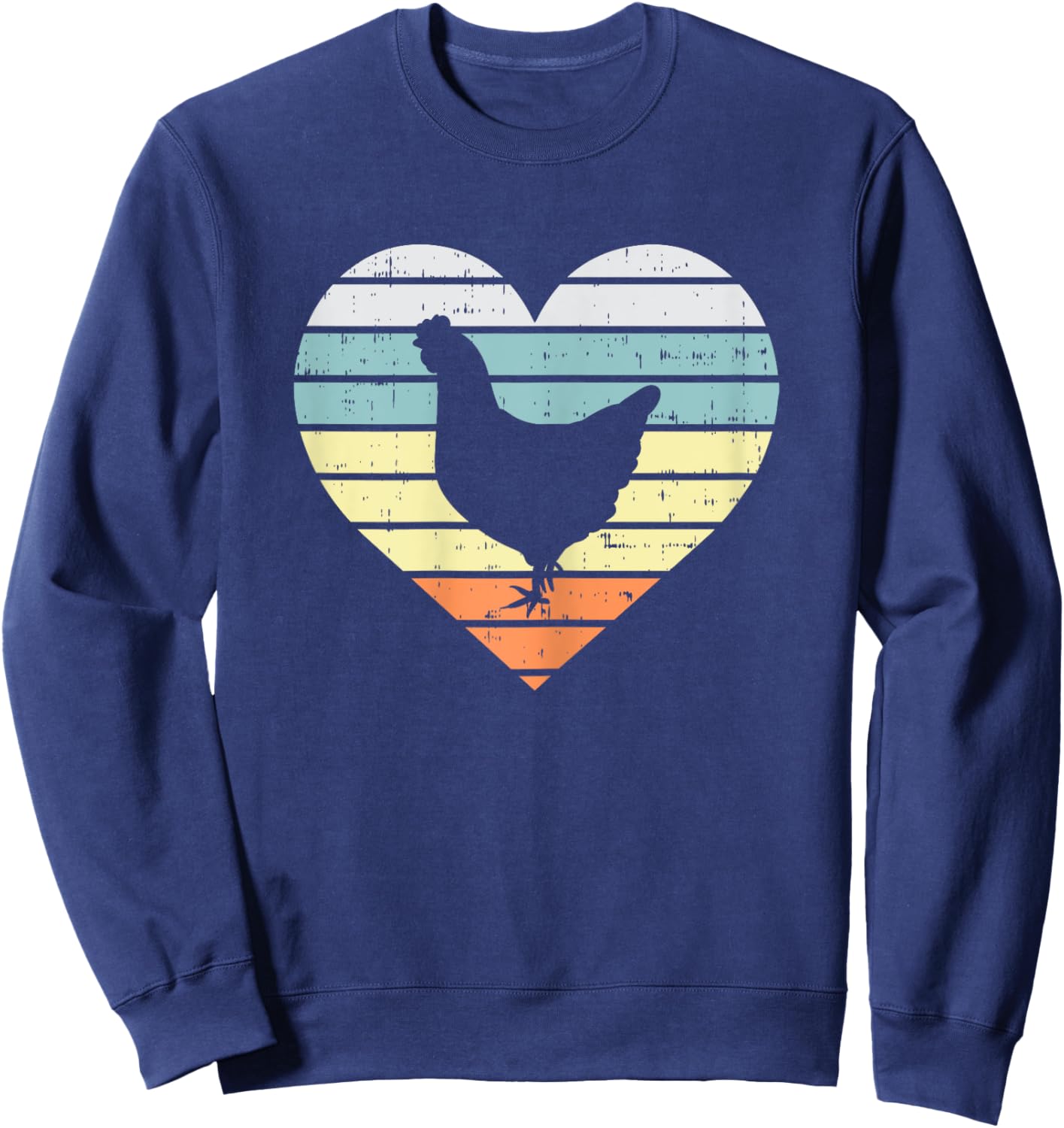Chicken Heart Retro Farm Animal Farming Country Farmer Gift Sweatshirt - Sweatshirt | Navy