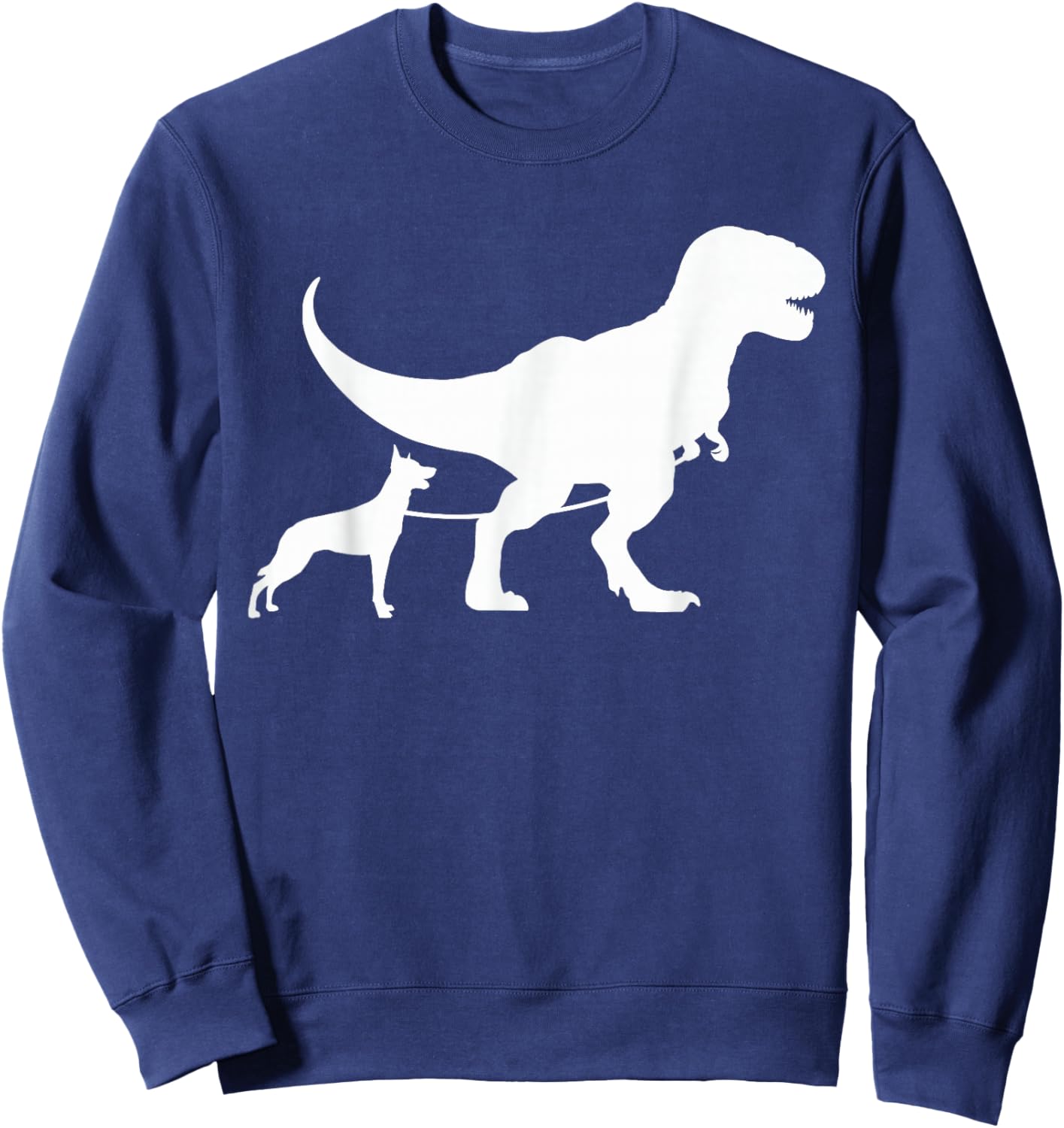 T-Rex Walking a Dog Funny Belgian Malinois Dad Dog Lovers Men Women Kids Sweatshirt - Sweatshirt | Navy