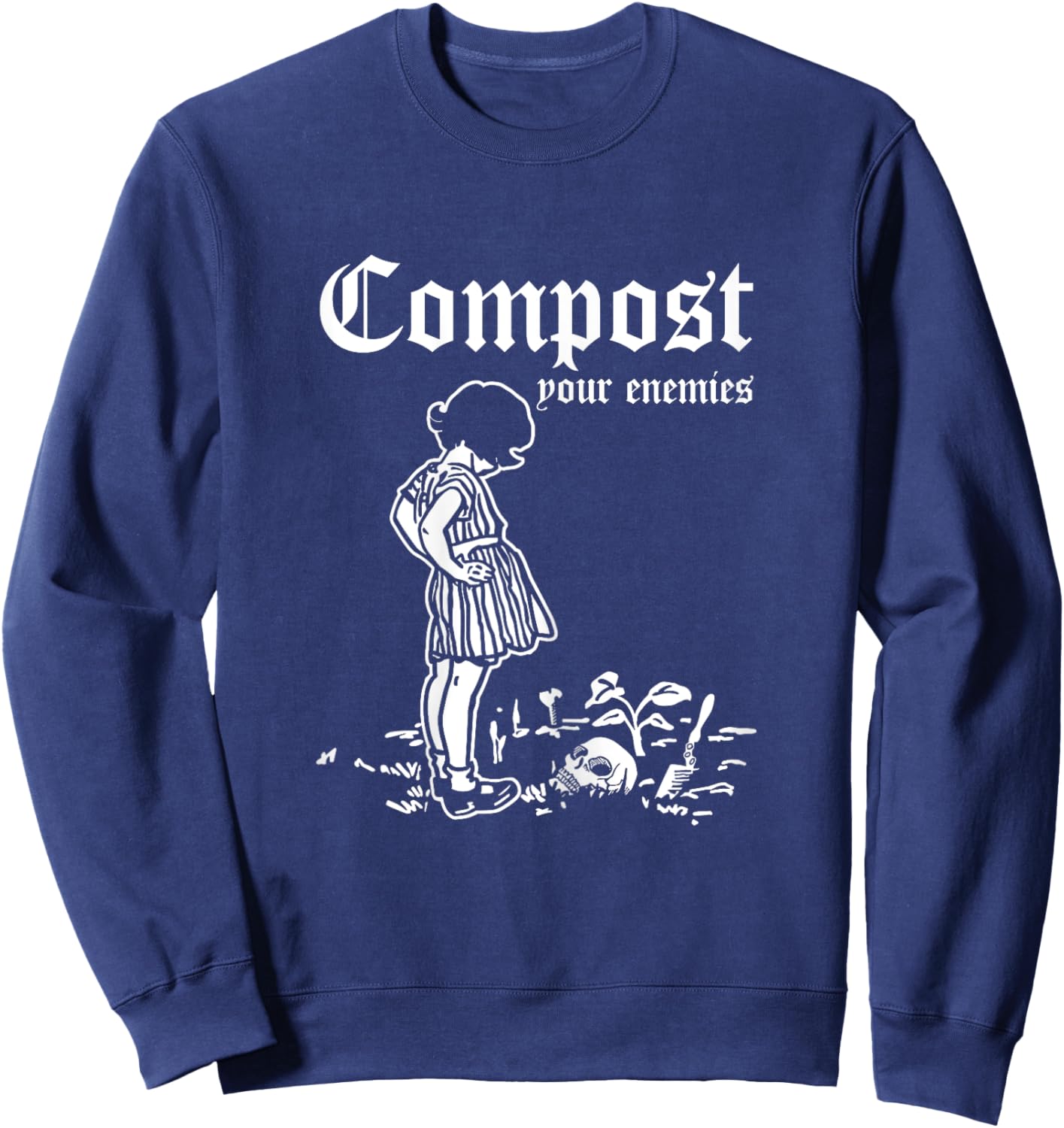 Retro Compost Your Enemies Vintage Dark Sweatshirt - Sweatshirt | Navy