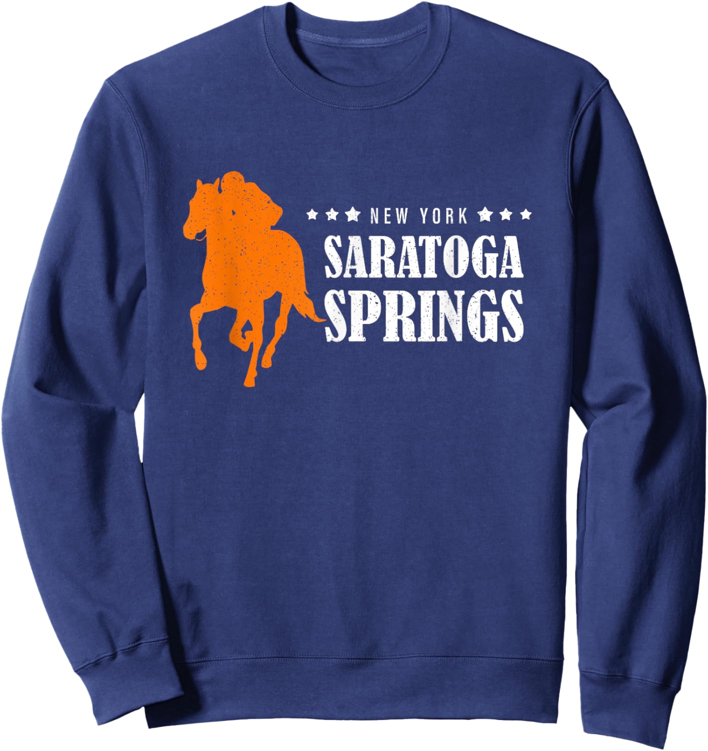 Upstate New York Saratoga Springs Horse Racing Vintage Sweatshirt - Sweatshirt | Navy