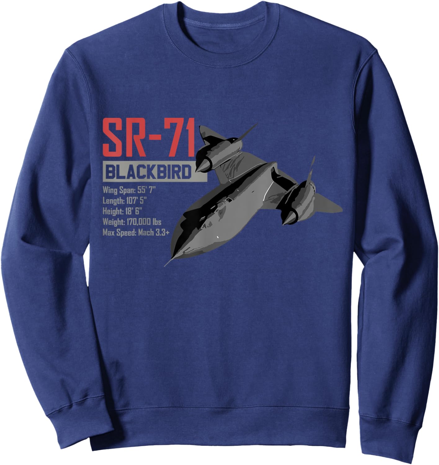 American Reconnaissance Aircraft SR71 Blackbird Sweatshirt - Sweatshirt | Navy