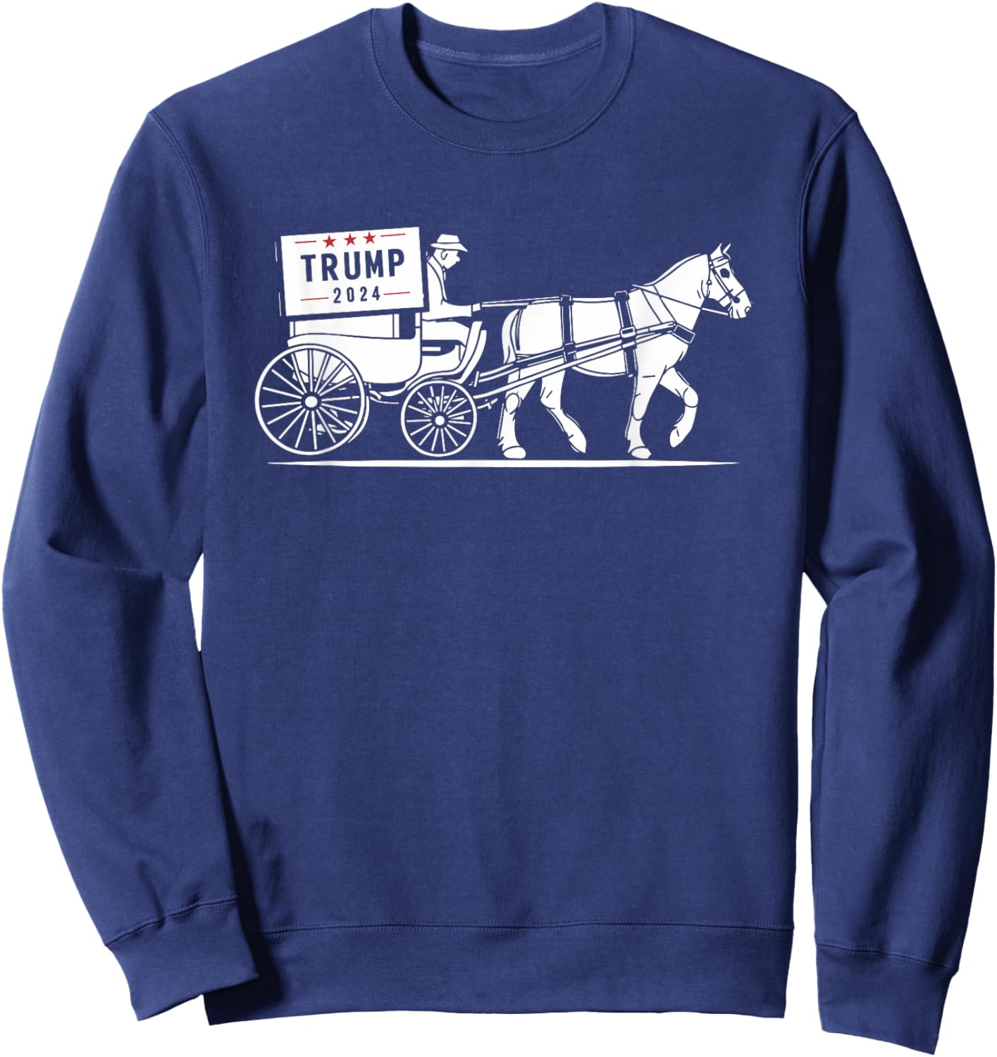 Amish Horse and Buggy Trump Supporter Election Sweatshirt - Sweatshirt | Navy