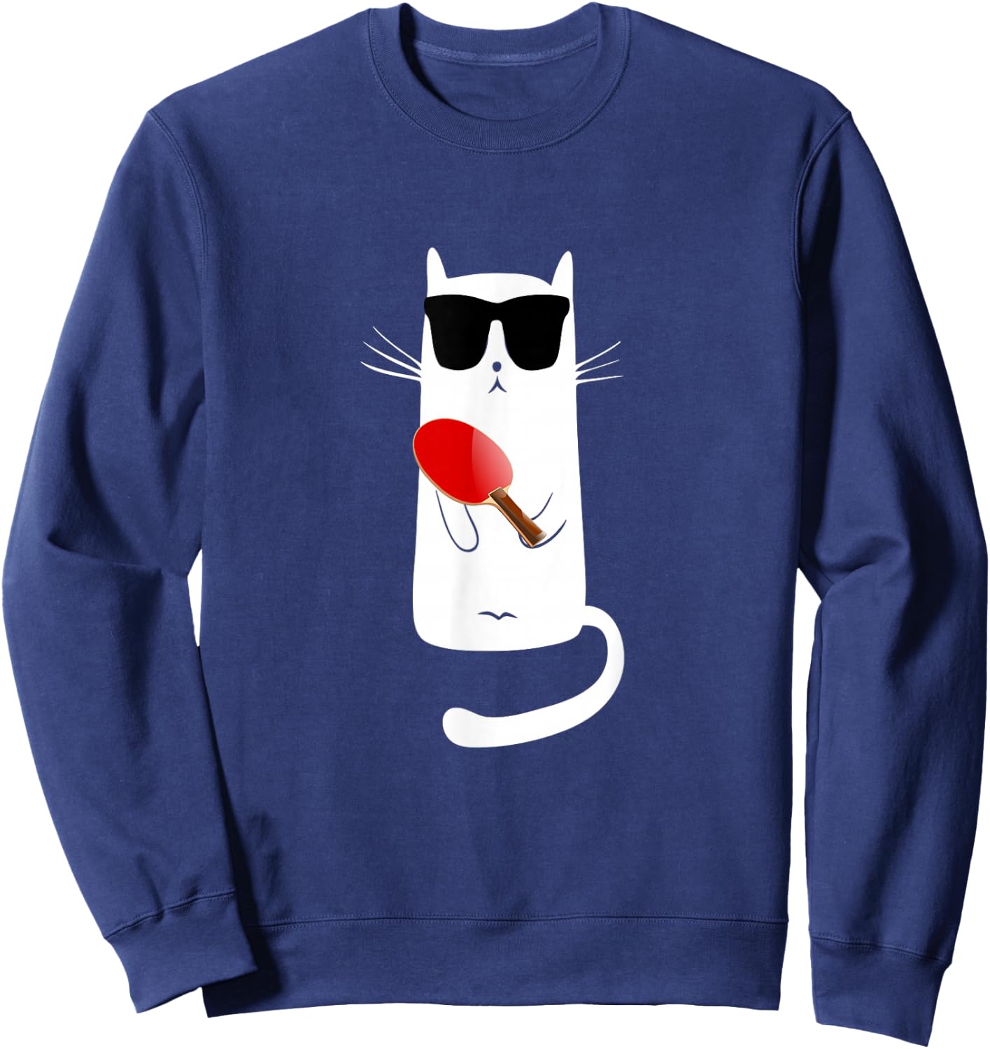 Funny Cat Wearing Sunglasses Playing Ping Pong Sweatshirt - Sweatshirt | Navy