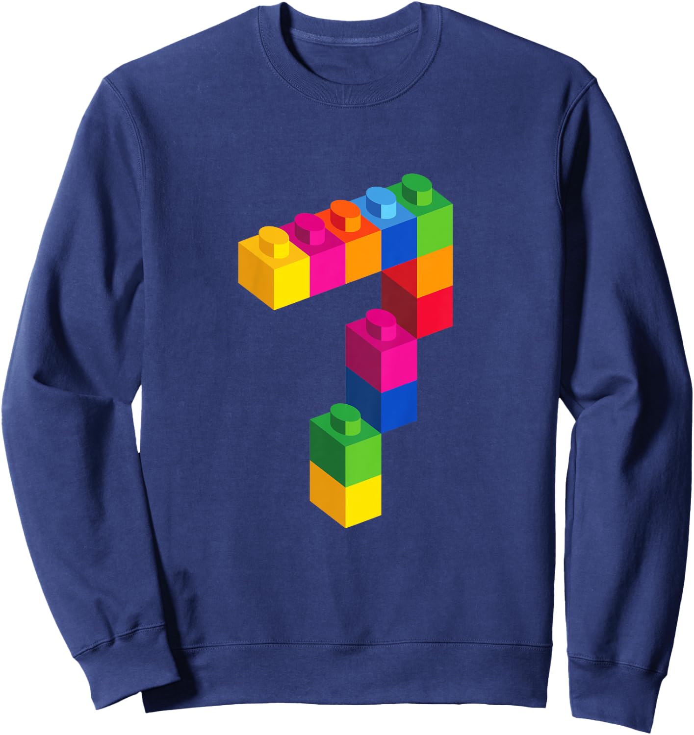7 Year Old Building Blocks Birthday T Shirt Bricks 7th Gift Sweatshirt - Sweatshirt | Navy