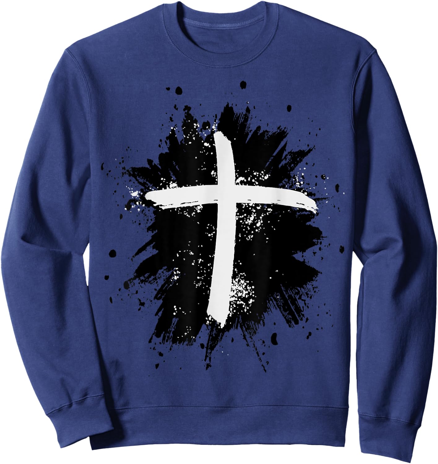 Black and White Jesus Cross Religion Sign Sweatshirt - Sweatshirt | Navy