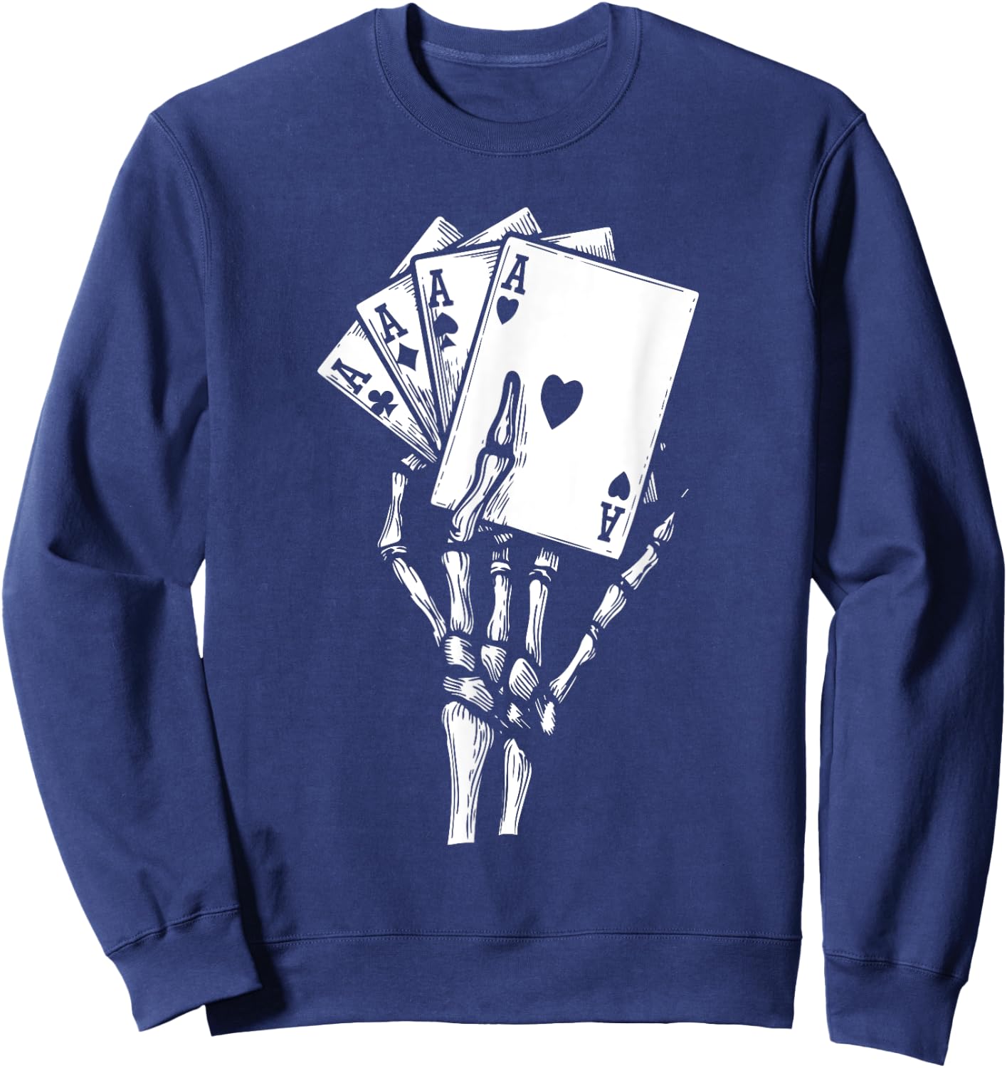 Skeleton Hand Playing Card Lazy Halloween Costume Poker Sweatshirt - Sweatshirt | Navy