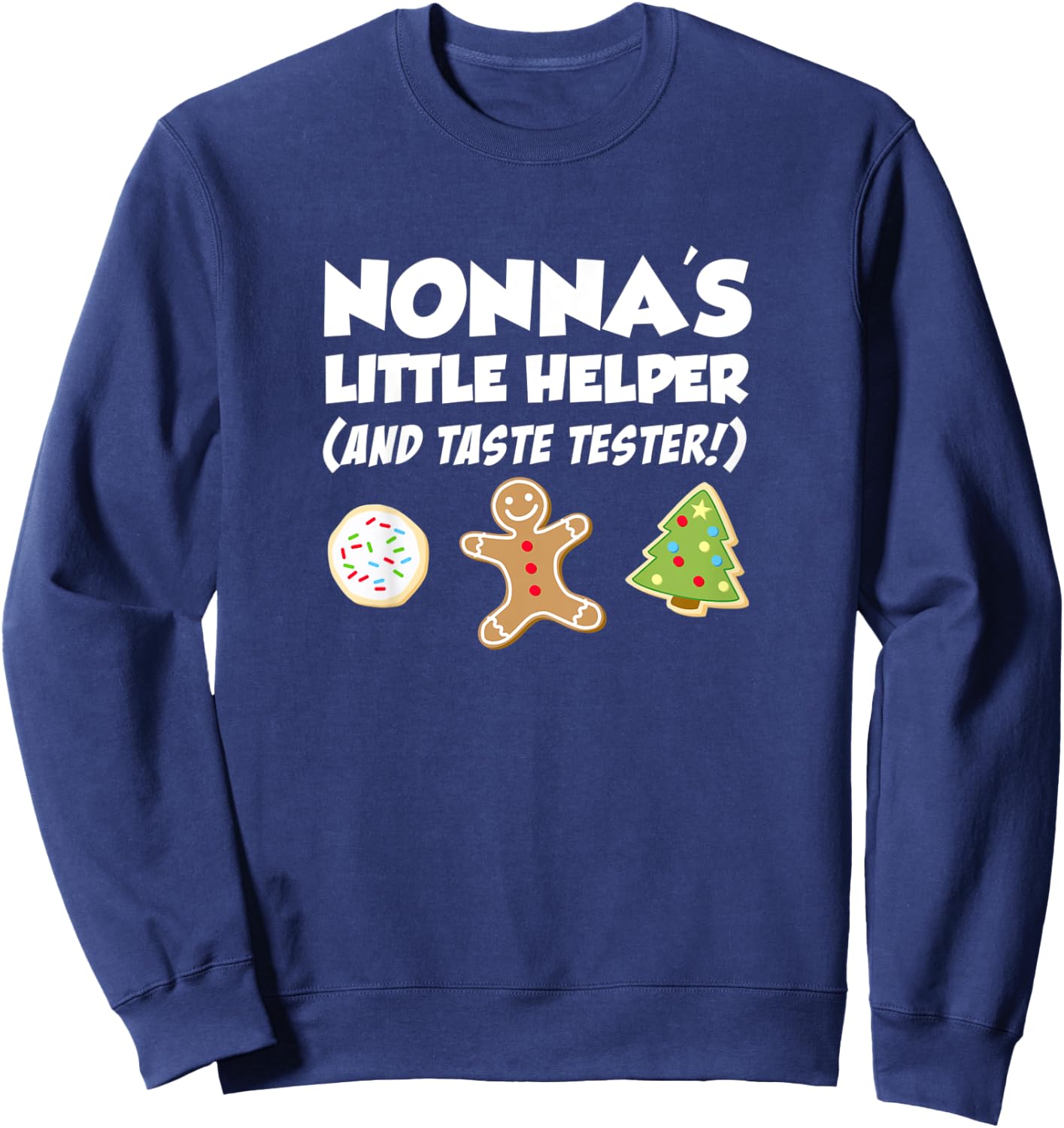 Kids Nonna's Little Helper Christmas Cookie Baking Sweatshirt - Sweatshirt | Navy