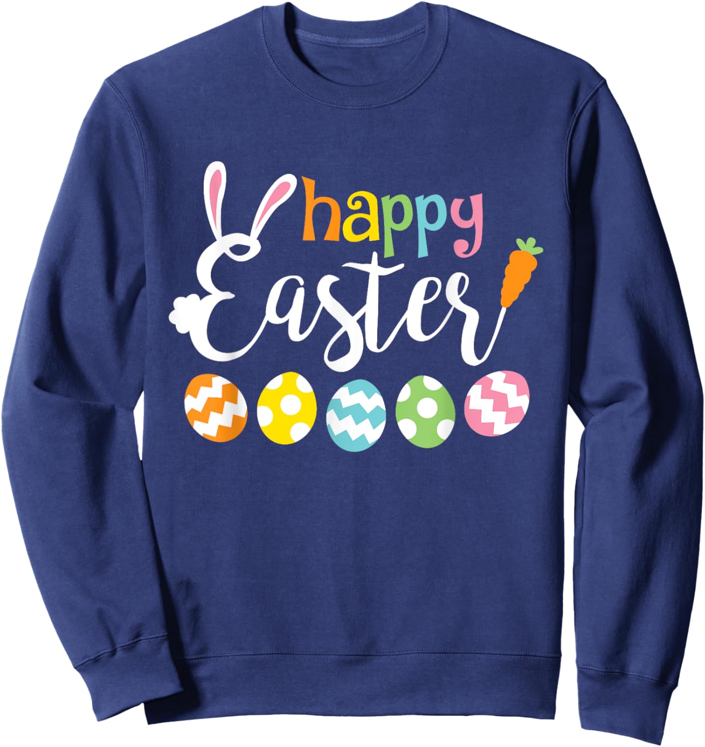 Happy Easter Bunny Rabbit Face Funny Easter Day Women Girls Sweatshirt - Sweatshirt | Navy