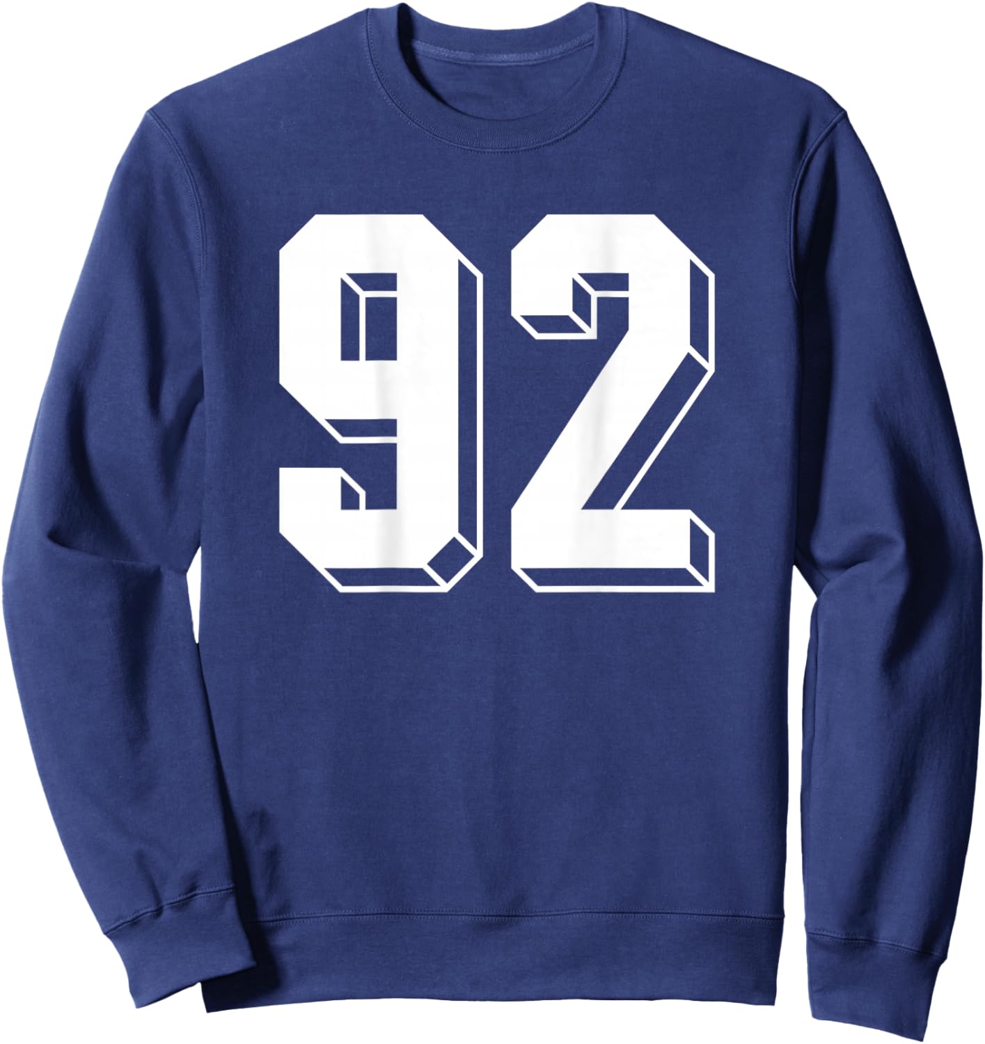 Number 92 BACKSIDE - Retro 80s 90s Team Jersey Numbered Sweatshirt - Sweatshirt | Navy