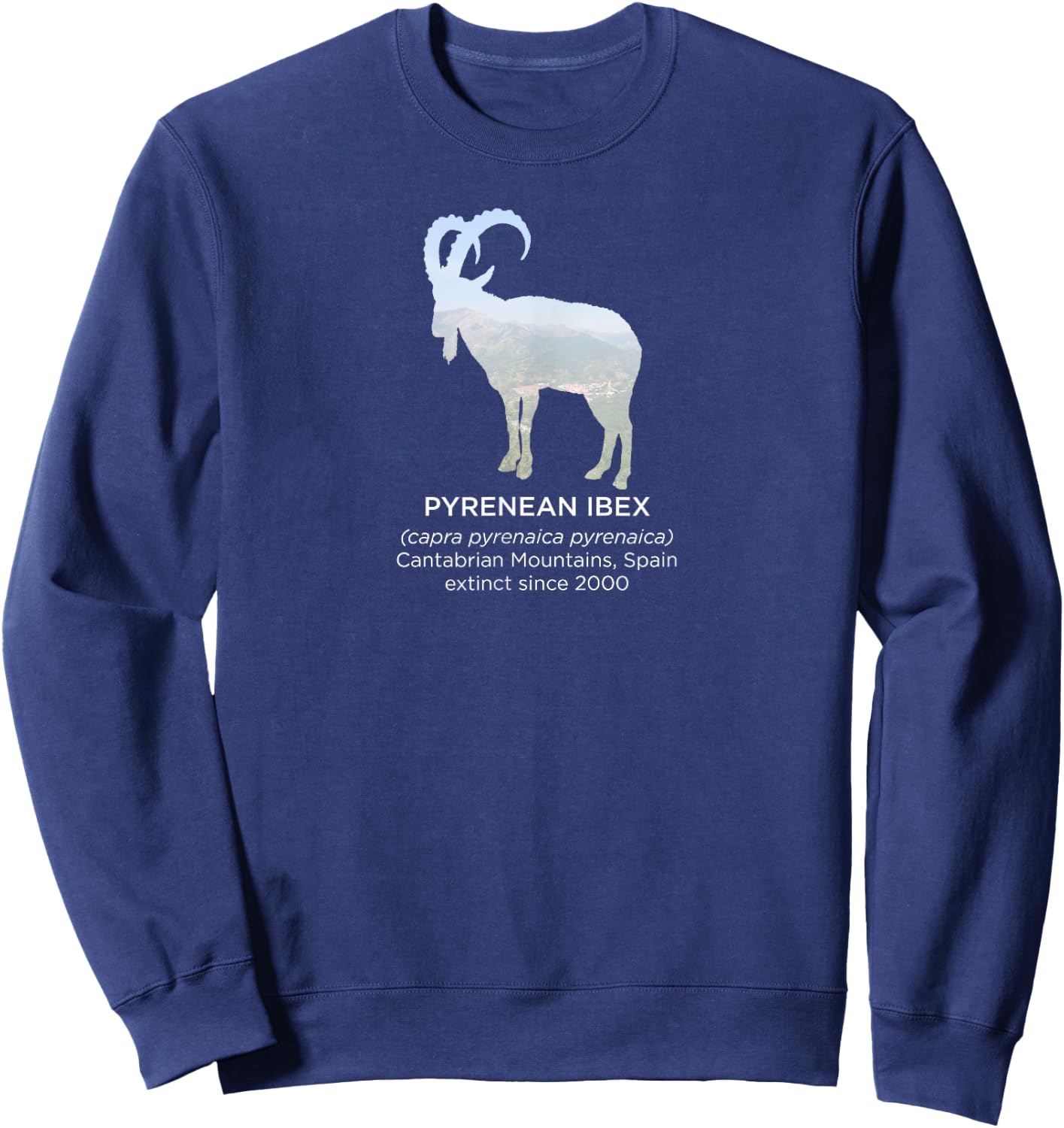 Pyrenean Ibex Extinct Animal Endangered Species Sweatshirt - Sweatshirt | Navy