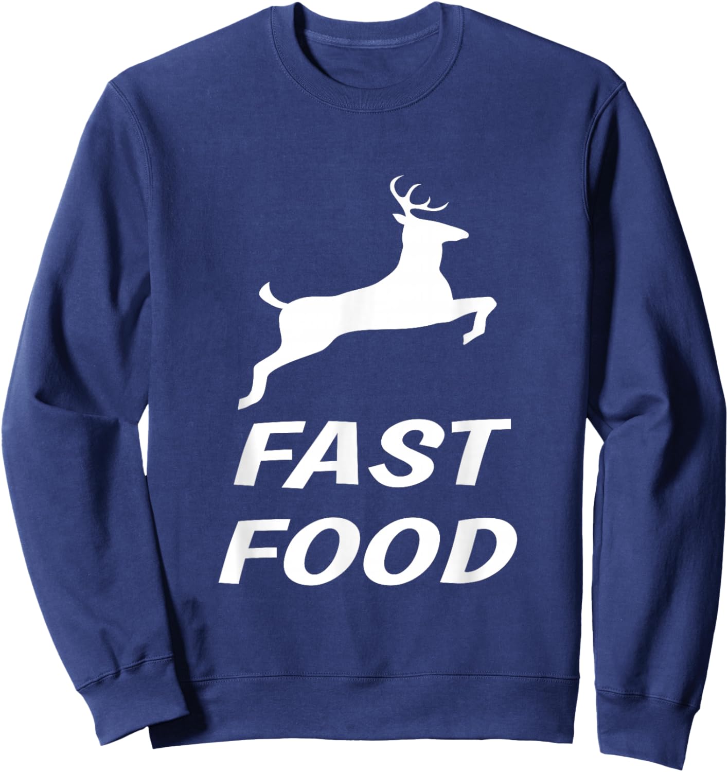 Redds Threads Fast Food - Deer - Black - Small - -Adults - Short Sleeve - - Classic Fit - Cotton 80%, Polyester 20% Sweatshirt - Sweatshirt | Navy