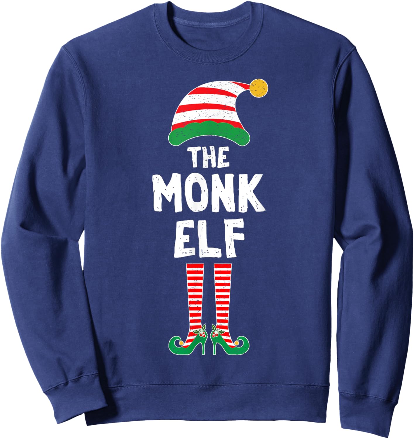Monk Elf Gamer Christmas Role Playing Game RPG Gamer Elf Sweatshirt - Sweatshirt | Navy