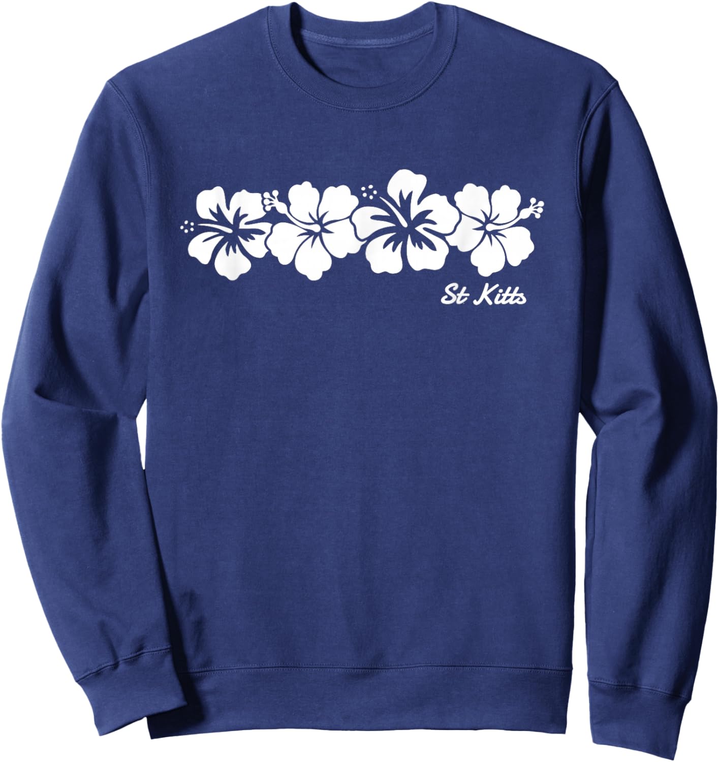 St Kitts Hibiscus Flower Boys Girls Toddler Sweatshirt - Sweatshirt | Navy