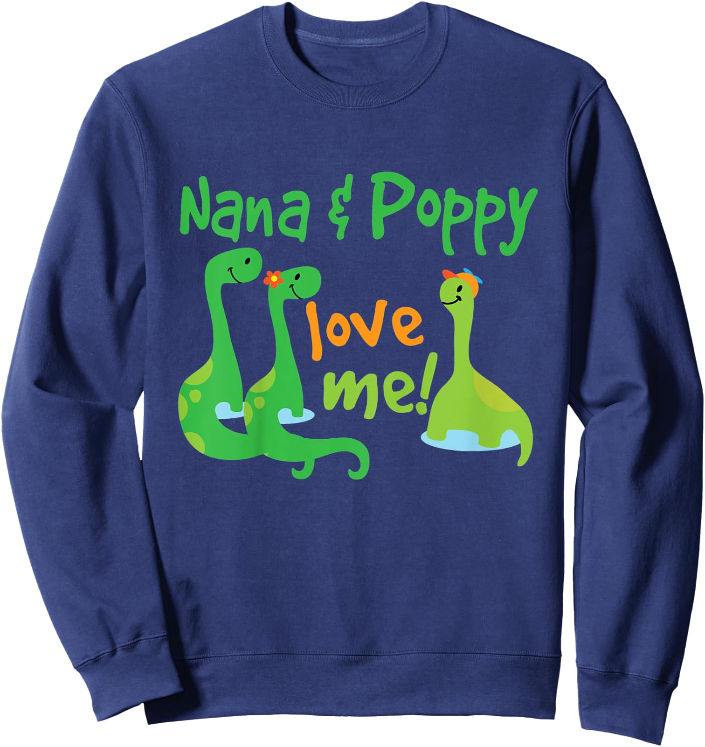 Kids Nana and Poppy Love Me Grandson Dinosaur Sweatshirt - Sweatshirt | Navy