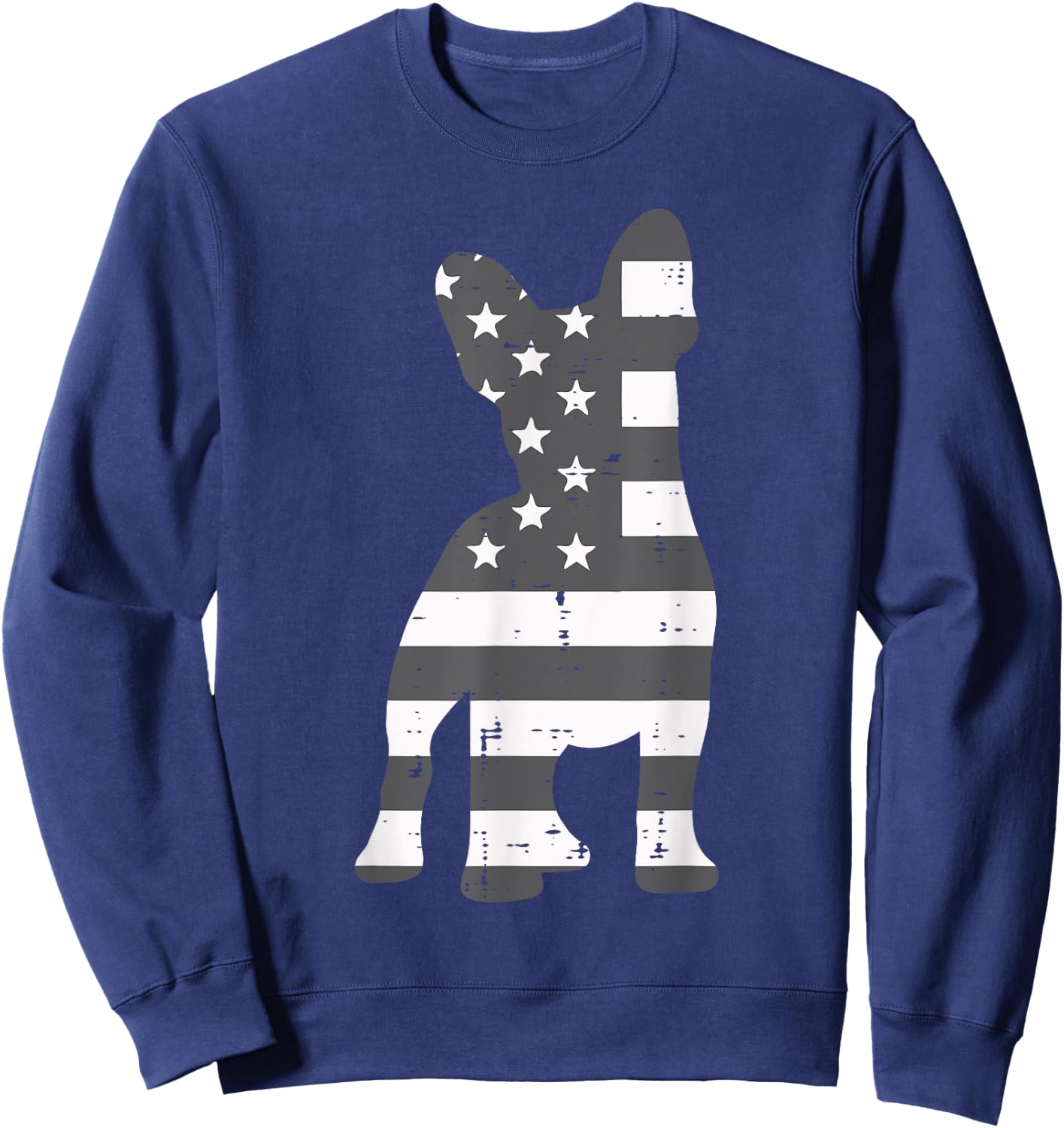 Gray US Flag French Bulldog Frenchie Patriotic 4th Of July Sweatshirt - Sweatshirt | Navy