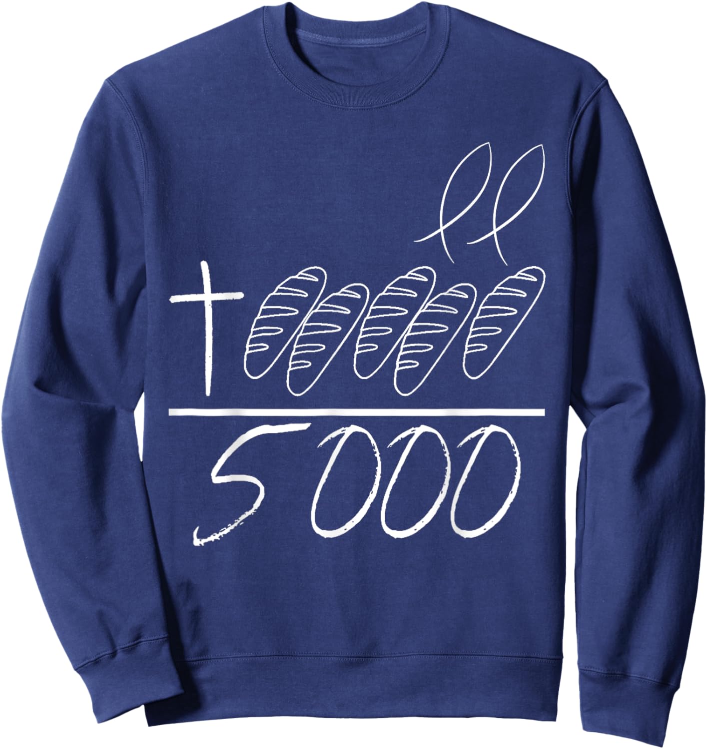 Jesus 2 Fishes 5 Breads 5000 Chosen Against The Current Sweatshirt - Sweatshirt | Navy
