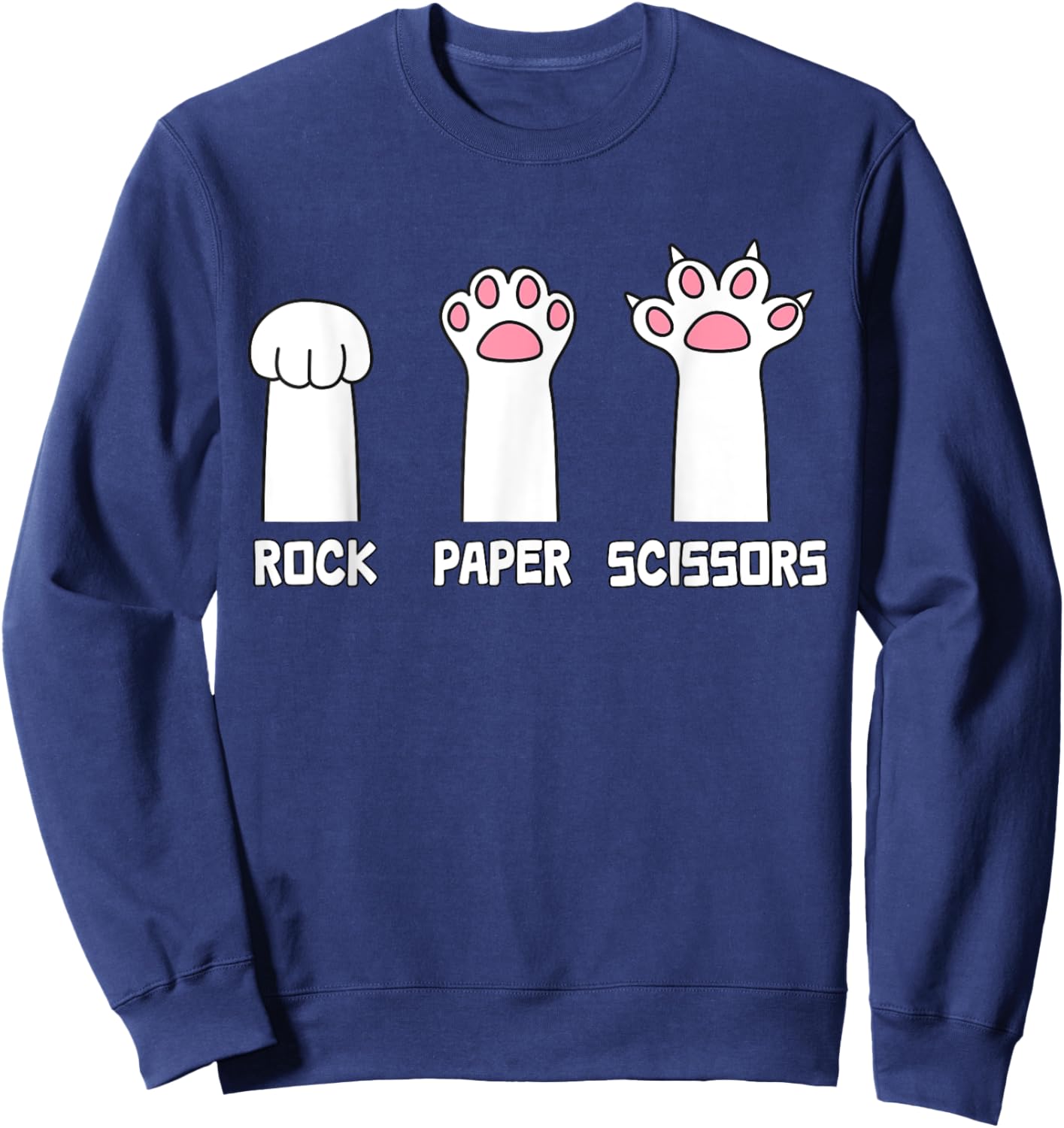 Rock Paper Scissors Cat - Paws Game Cute Paw Funny Cat Sweatshirt - Sweatshirt | Navy