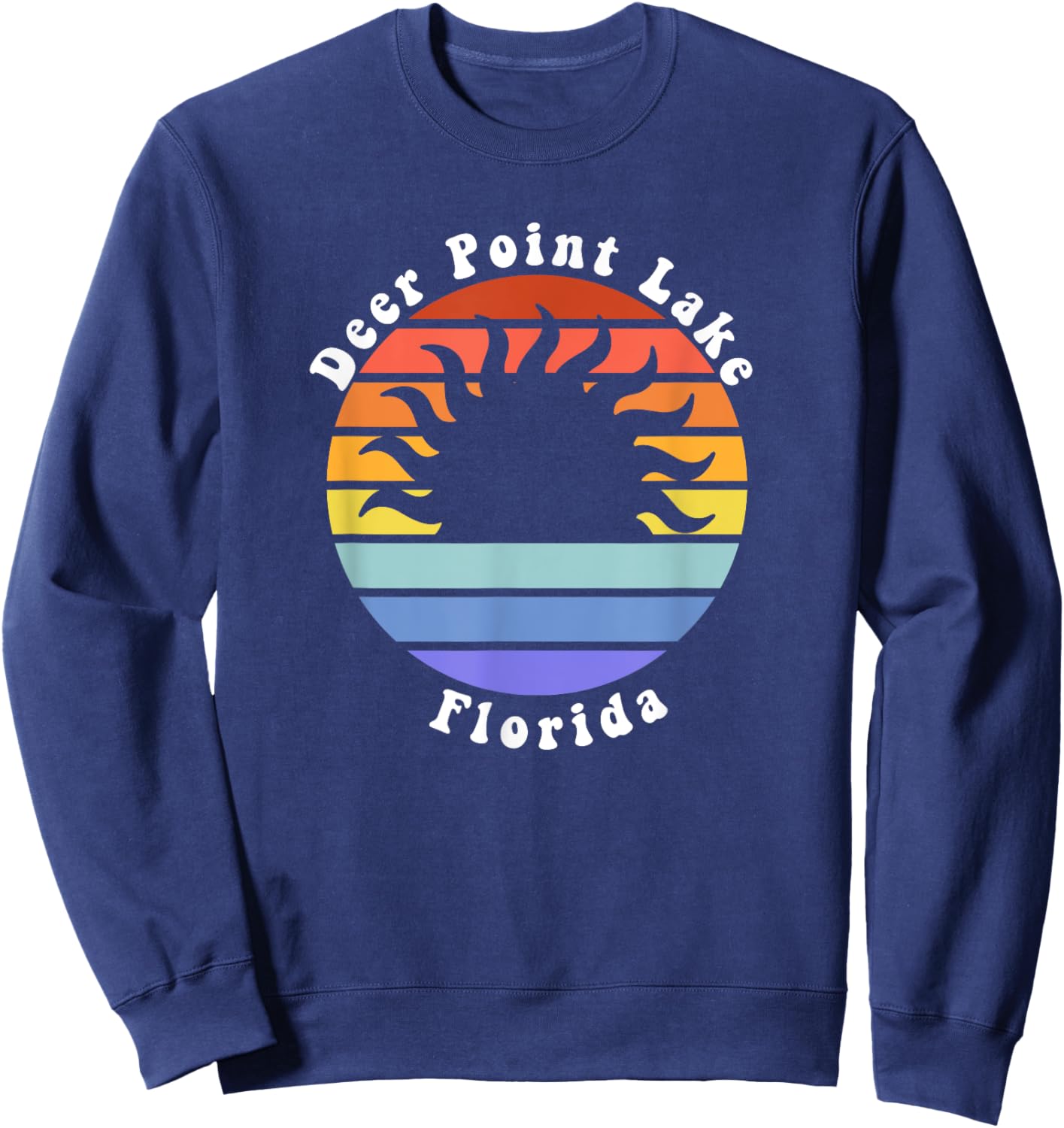 Deer Point Lake Florida FL Sunset Souvenir Vacation Sweatshirt - Sweatshirt | Navy