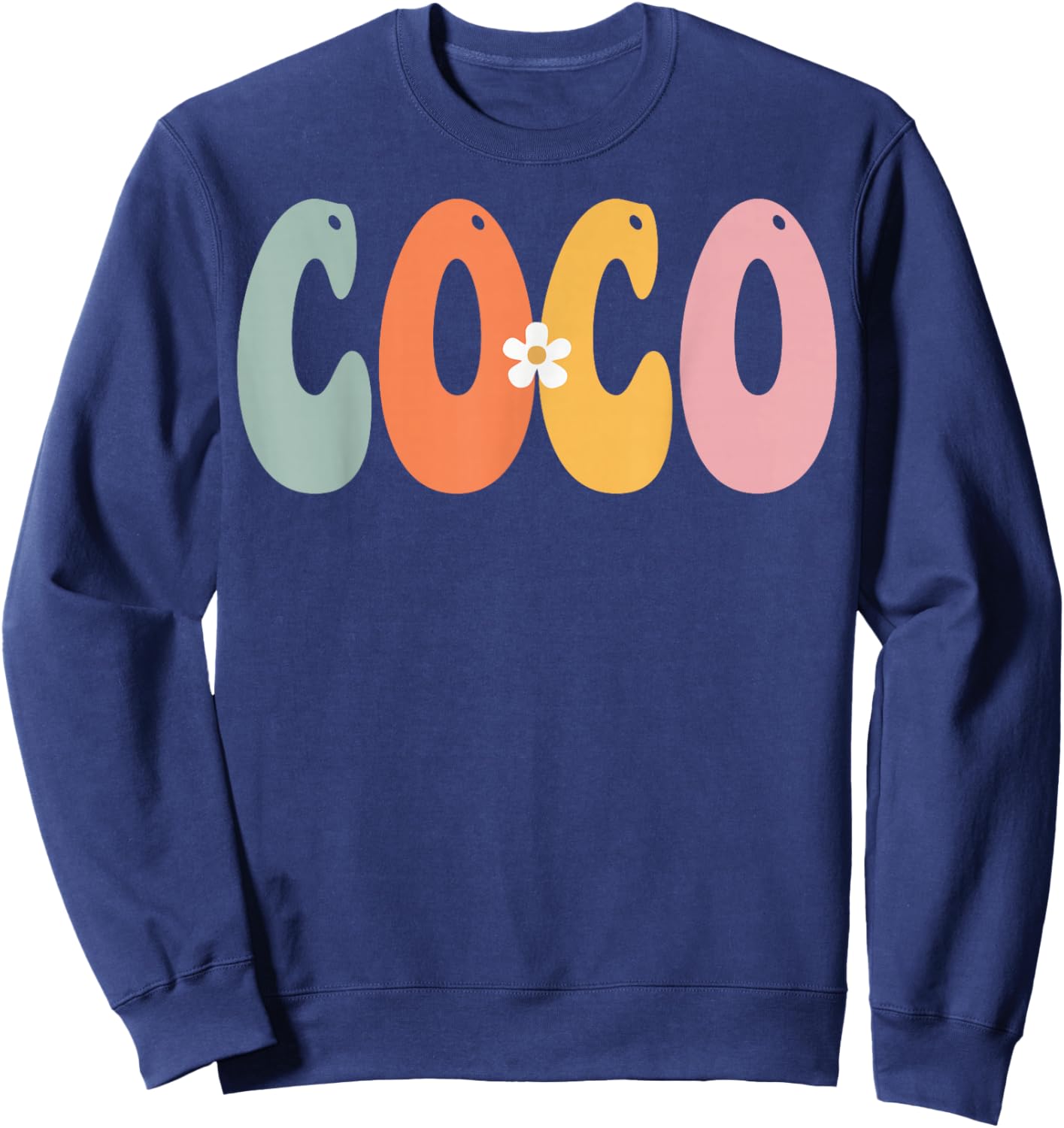 COCO Retro Groovy Print Mom Cute Mother's Day Funny Grandma Sweatshirt - Sweatshirt | Navy
