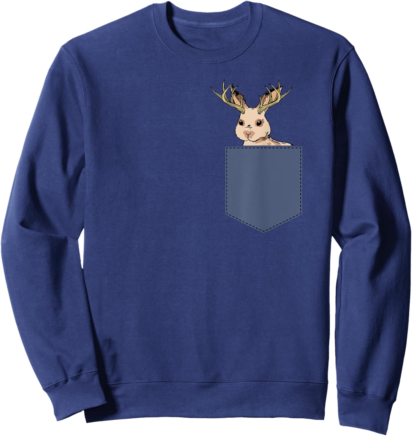 Jackrabbit Pocket Rabbit Cryptid Mythical Animal Jackalope Sweatshirt - Sweatshirt | Navy