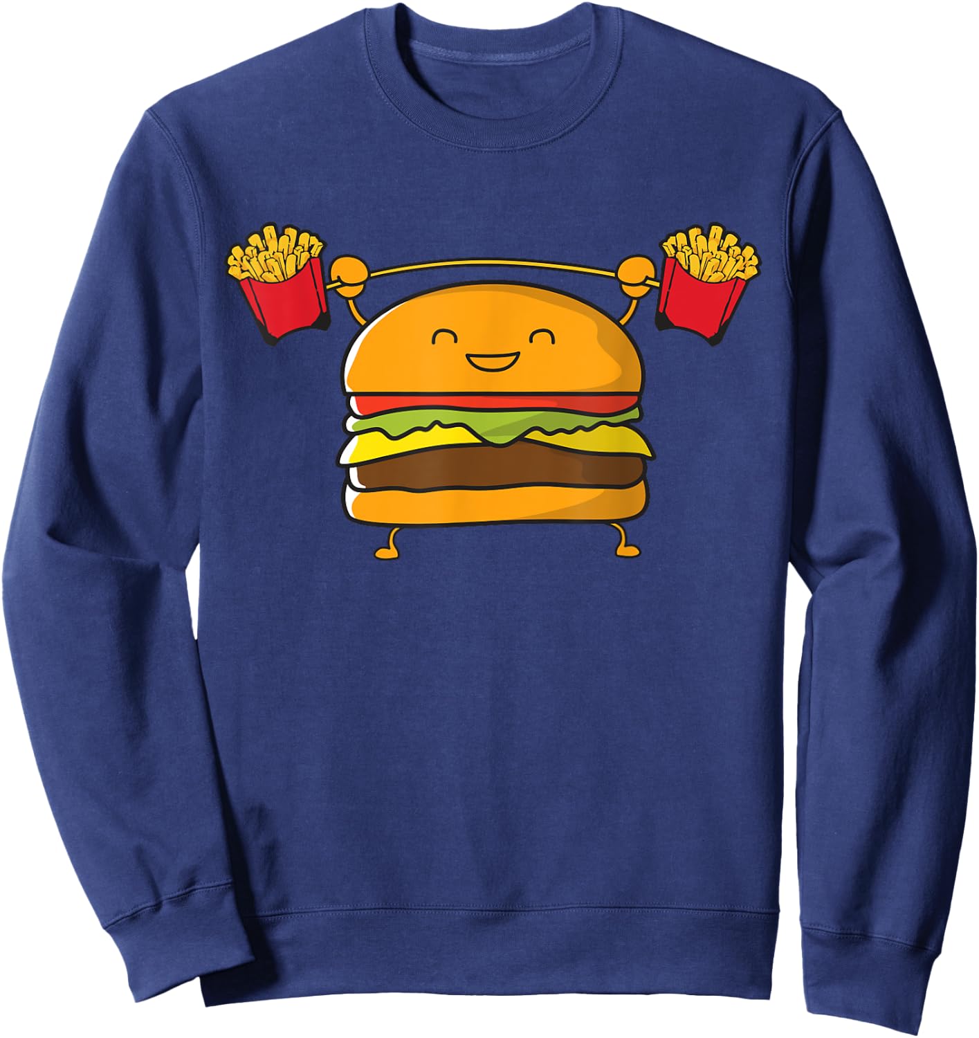 Burger Fries Funny Food Snatch Squat Barbell Weight Sweatshirt - Sweatshirt | Navy