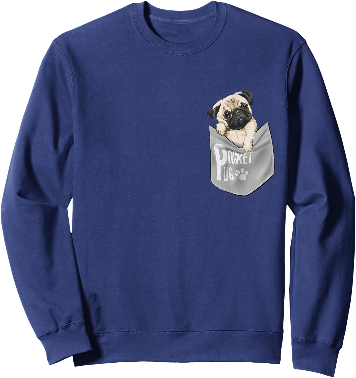 Men's Women's Kids Funny Cool Pocket Pug Pets Graphic Design Sweatshirt - Sweatshirt | Navy