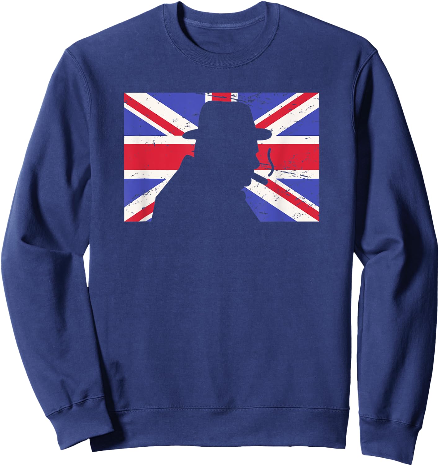 Winston Churchill / WWII Battle of Britain UK Flag Sweatshirt - Sweatshirt | Navy