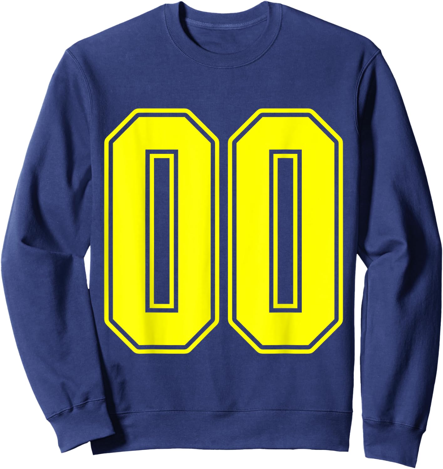 #00 Yellow Outline Number 00 Sports Fan Jersey Style Sweatshirt - Sweatshirt | Navy