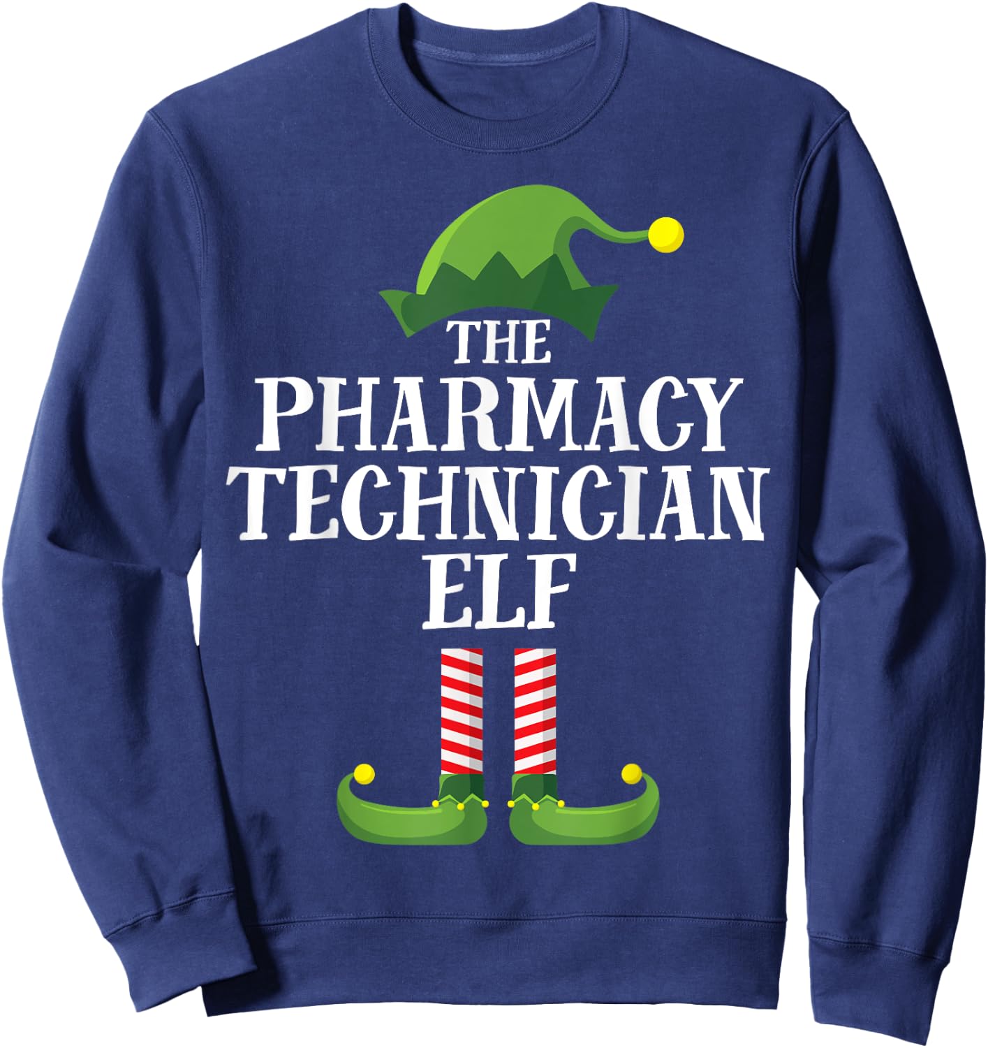 Pharmacy Tech Elf Matching Family Group Christmas Party PJ Sweatshirt - Sweatshirt | Navy