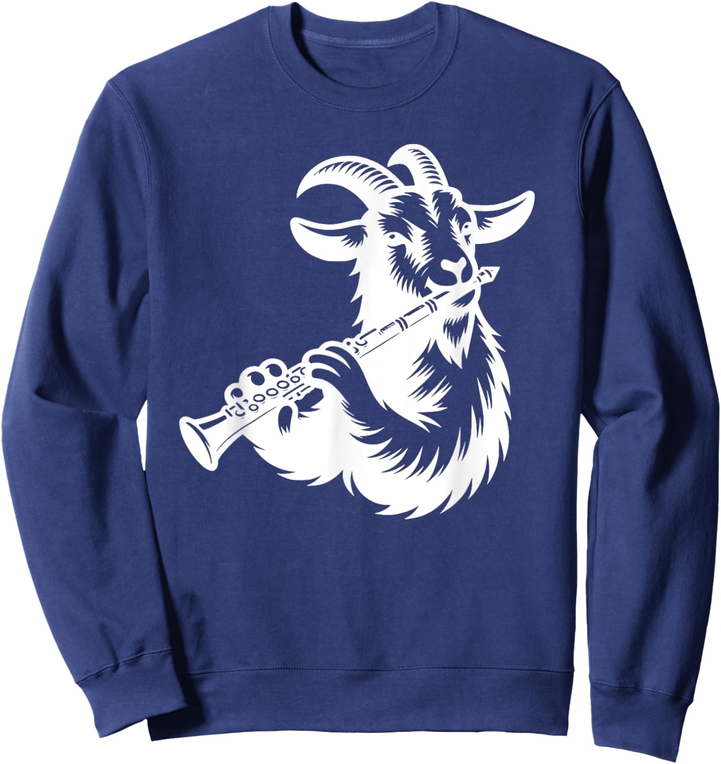 Goat Clarinet Silhouette Farm Musician Design Sweatshirt - Sweatshirt | Navy