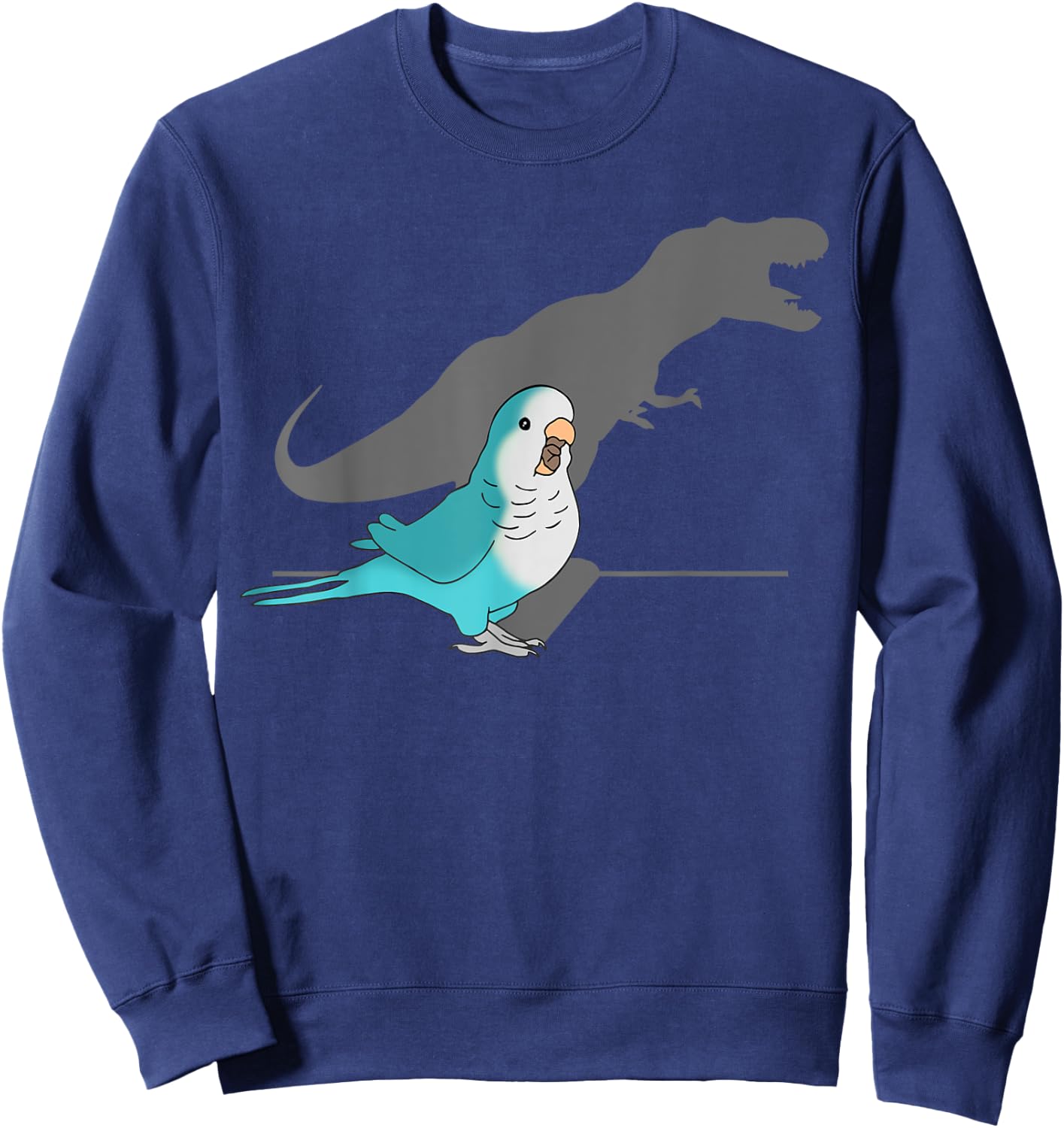T-rex Blue Monk Parakeet, Funny Birb memes, Screaming Parrot Sweatshirt - Sweatshirt | Navy