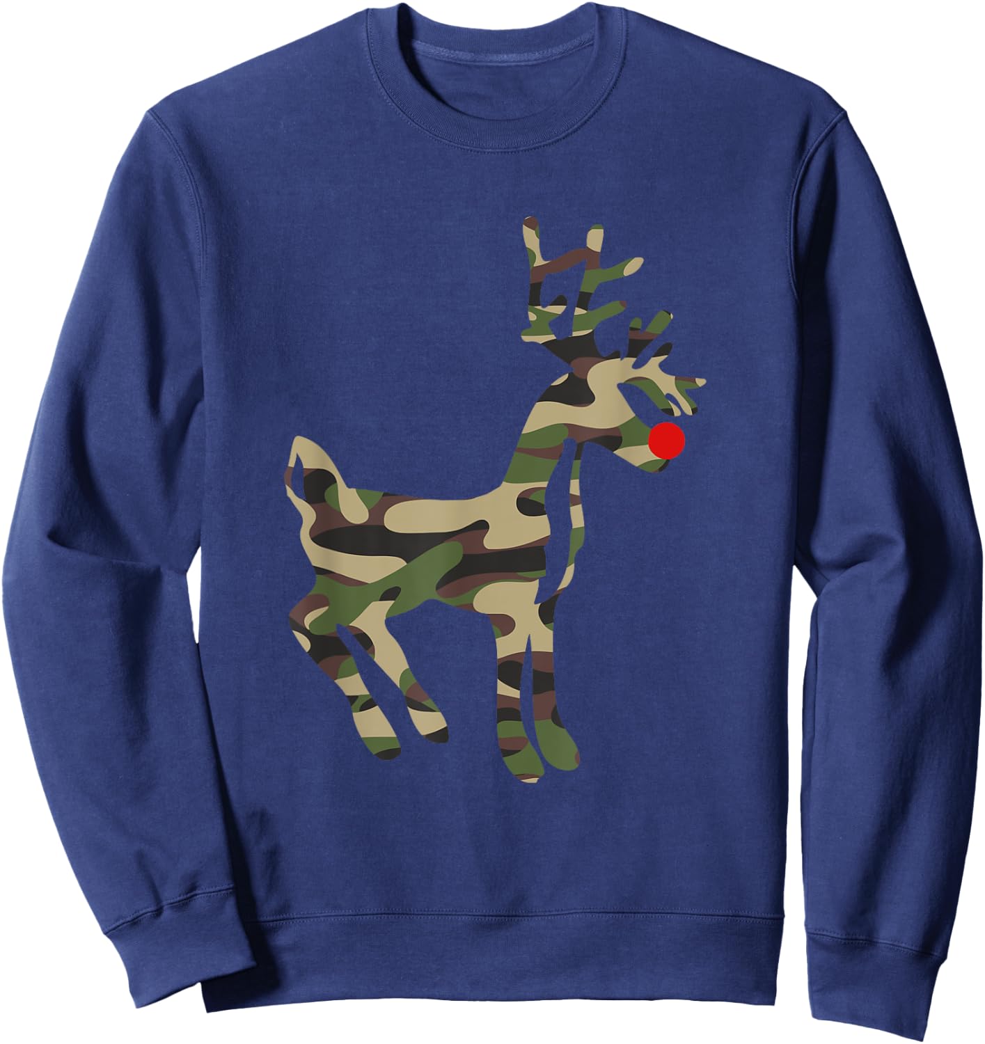 Reindeer Red Nose Camo Camouflage - Xmas Holiday Hunting Sweatshirt - Sweatshirt | Navy