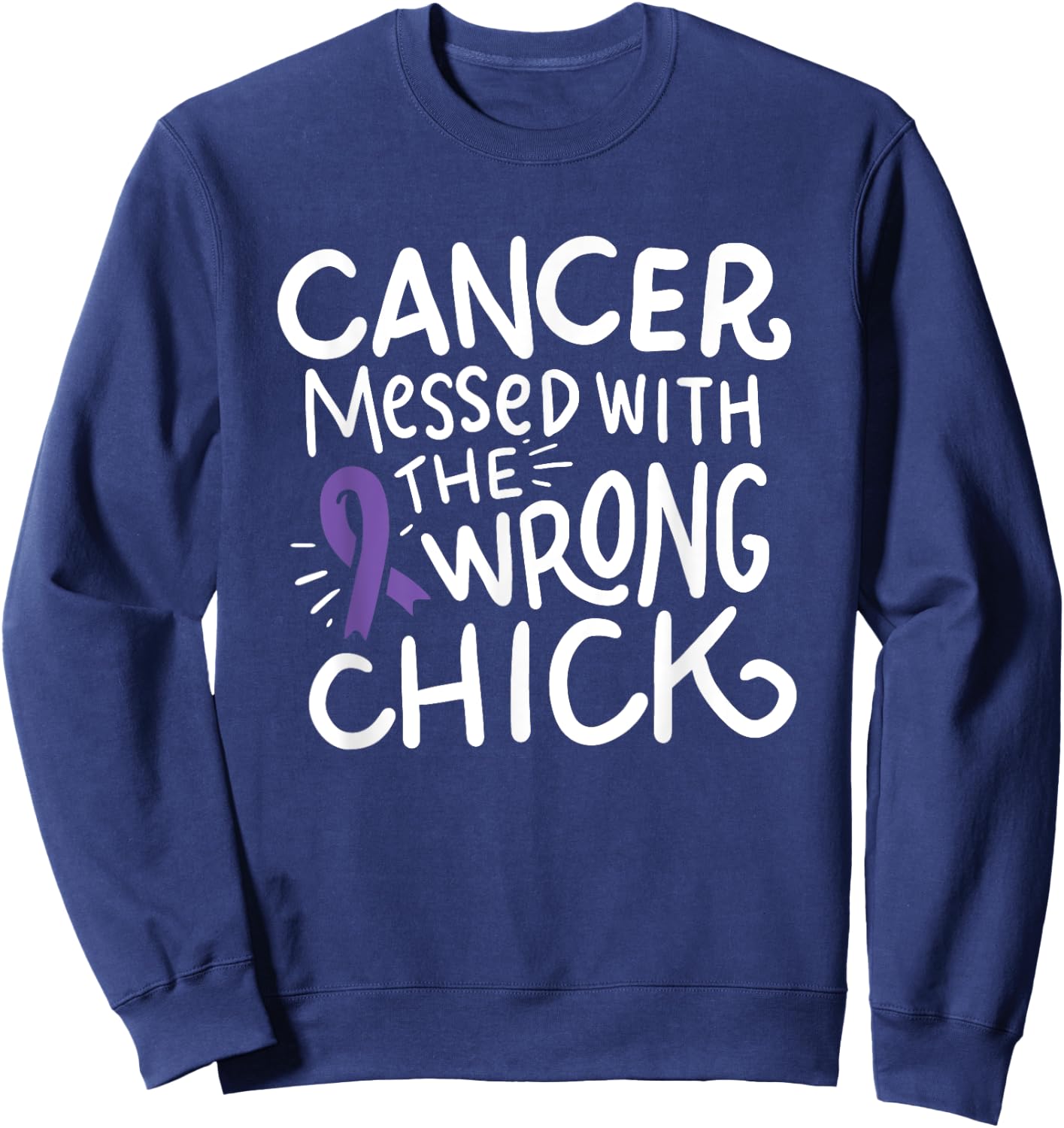 Hodgkin Lymphoma Cancer Survivor Fighter Chemo Violet Ribbon Sweatshirt - Sweatshirt | Navy