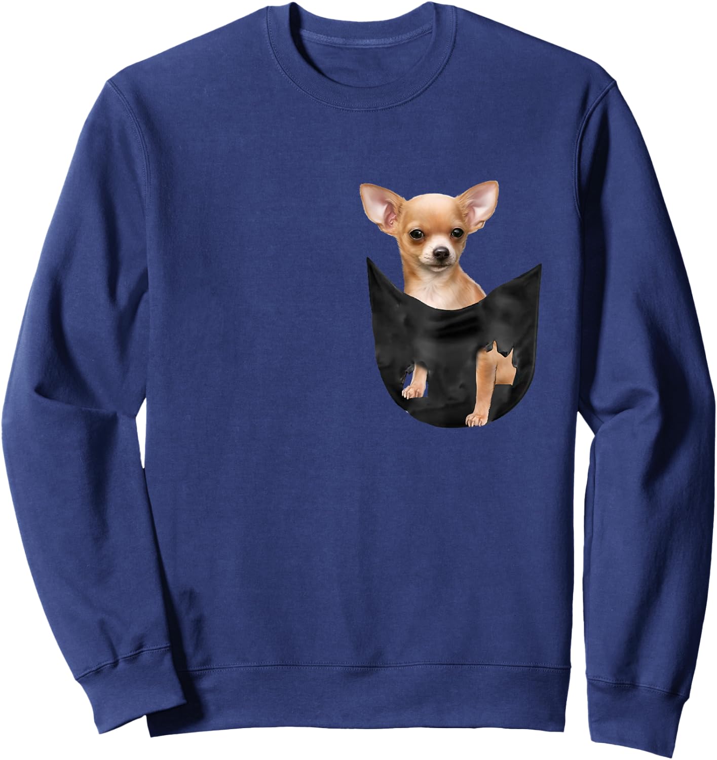 Gift Cute Dogs Lovers -Adults Cute Chihuahua In Your Pocket Christmas Black Small Classic Fit Short Sleeve Sweatshirt - Sweatshirt | Navy