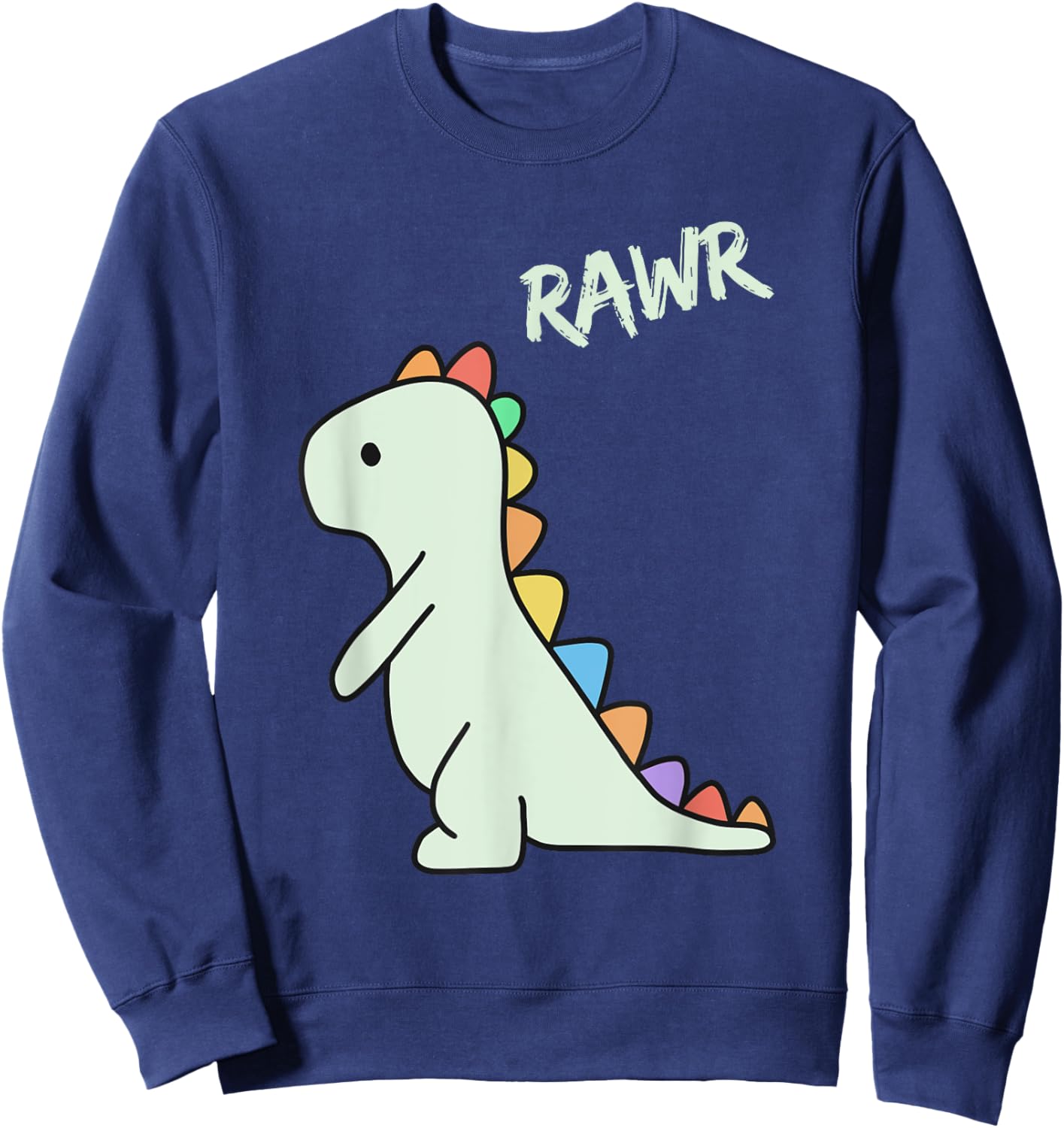 Cute Dino Rawr Dinosaur Roaring Funny Kid Dino Cartoon Sweatshirt - Sweatshirt | Navy