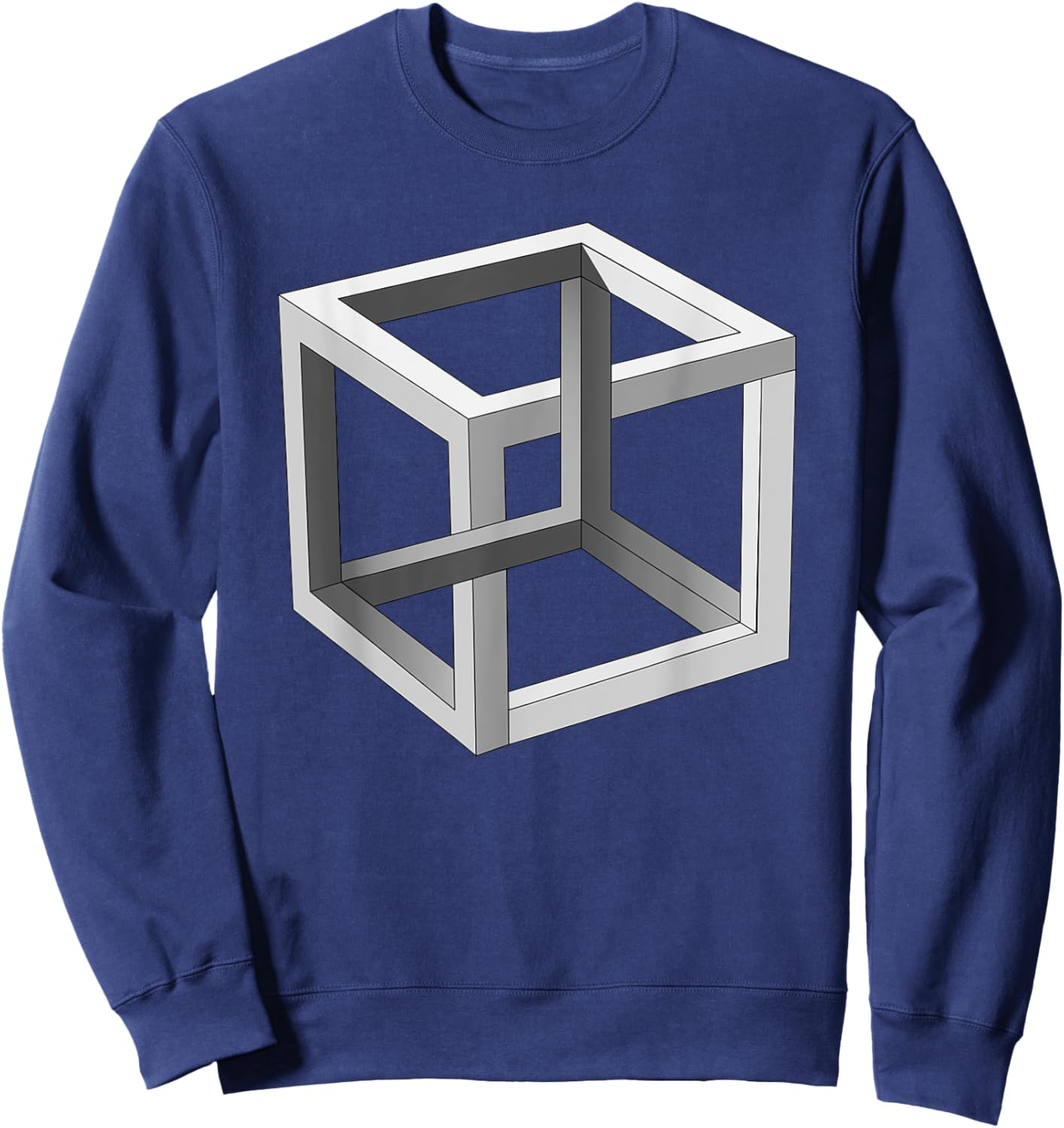 Cube Optical Illusion Necker Cube Architect Optical Illusion Sweatshirt - Sweatshirt | Navy