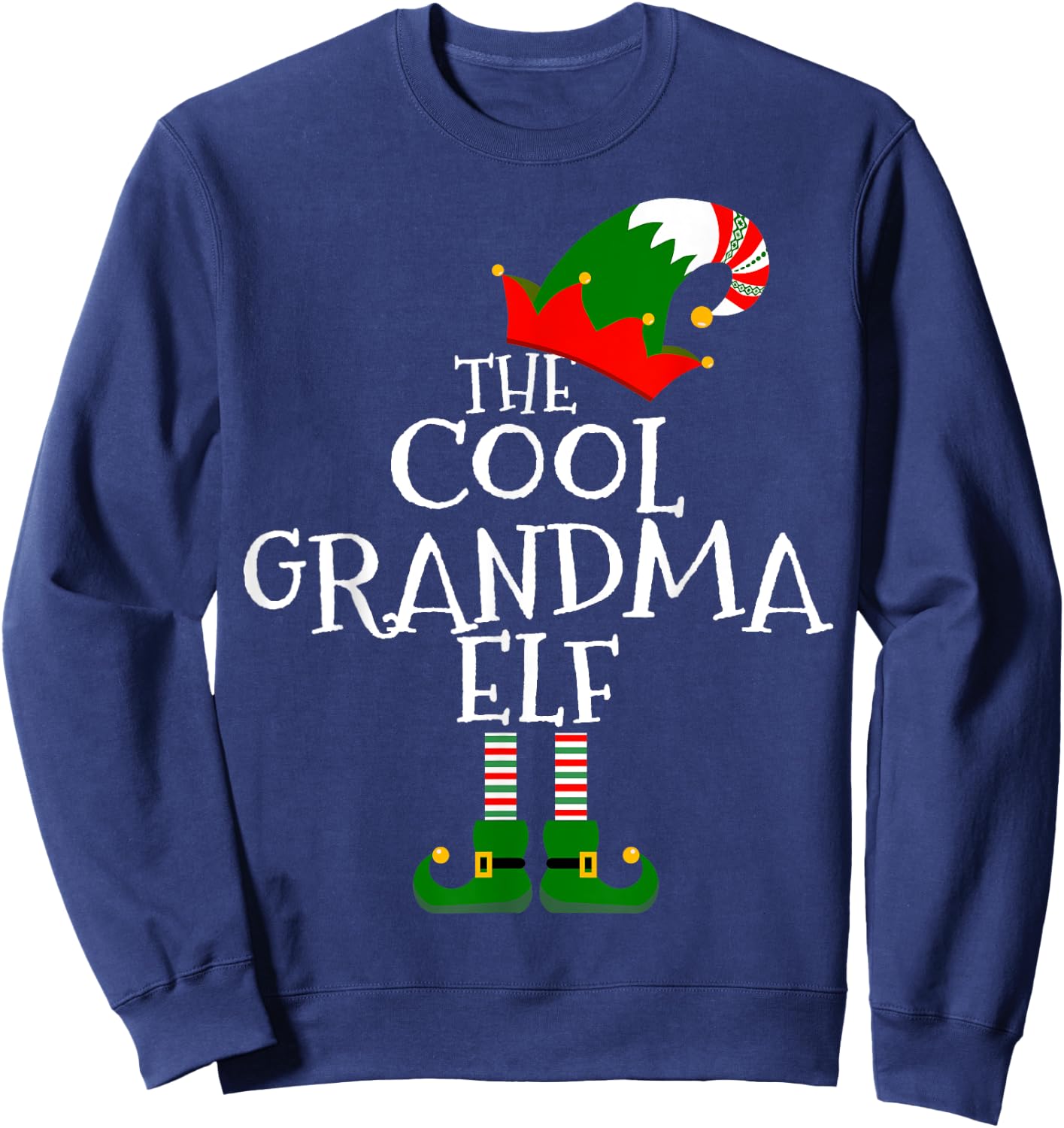 The Cool Grandma Elf Gift Matching Family Group Christmas Sweatshirt - Sweatshirt | Navy