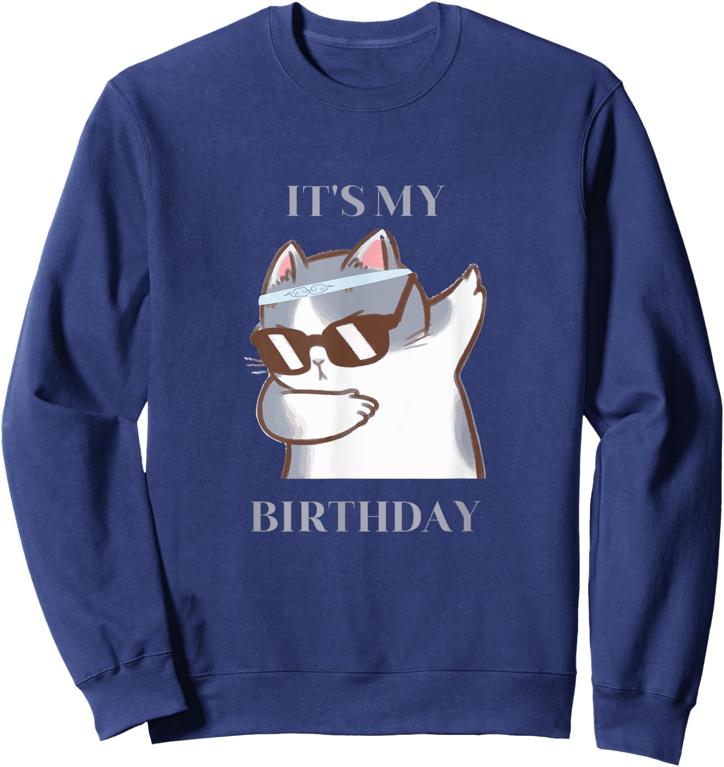 It's My Birthday Dabbing Cat Dab Dance Women Girls Kids Sweatshirt - Sweatshirt | Navy